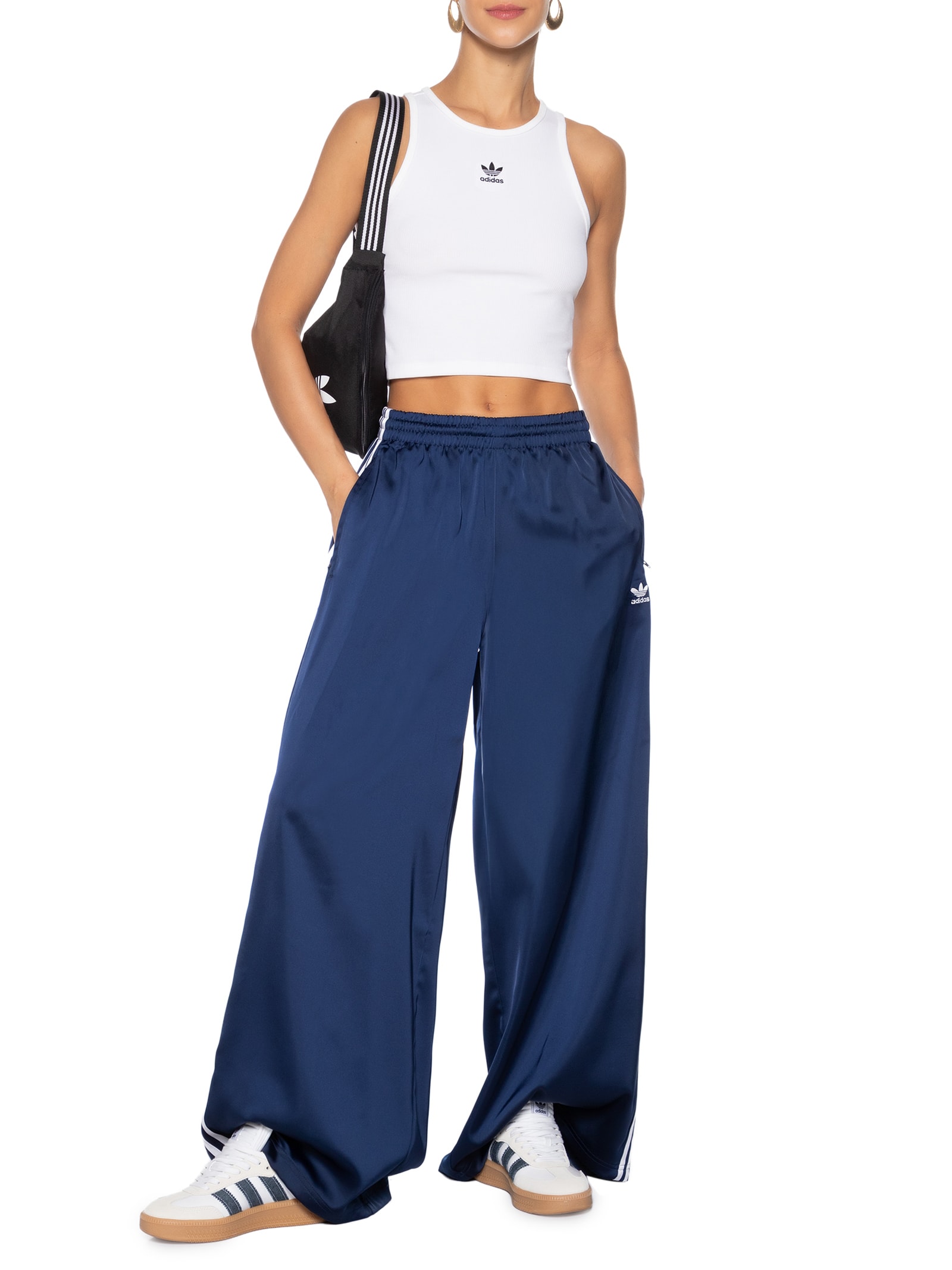 Calça Feminina Satin Wide Leg Azul Adidas Originals