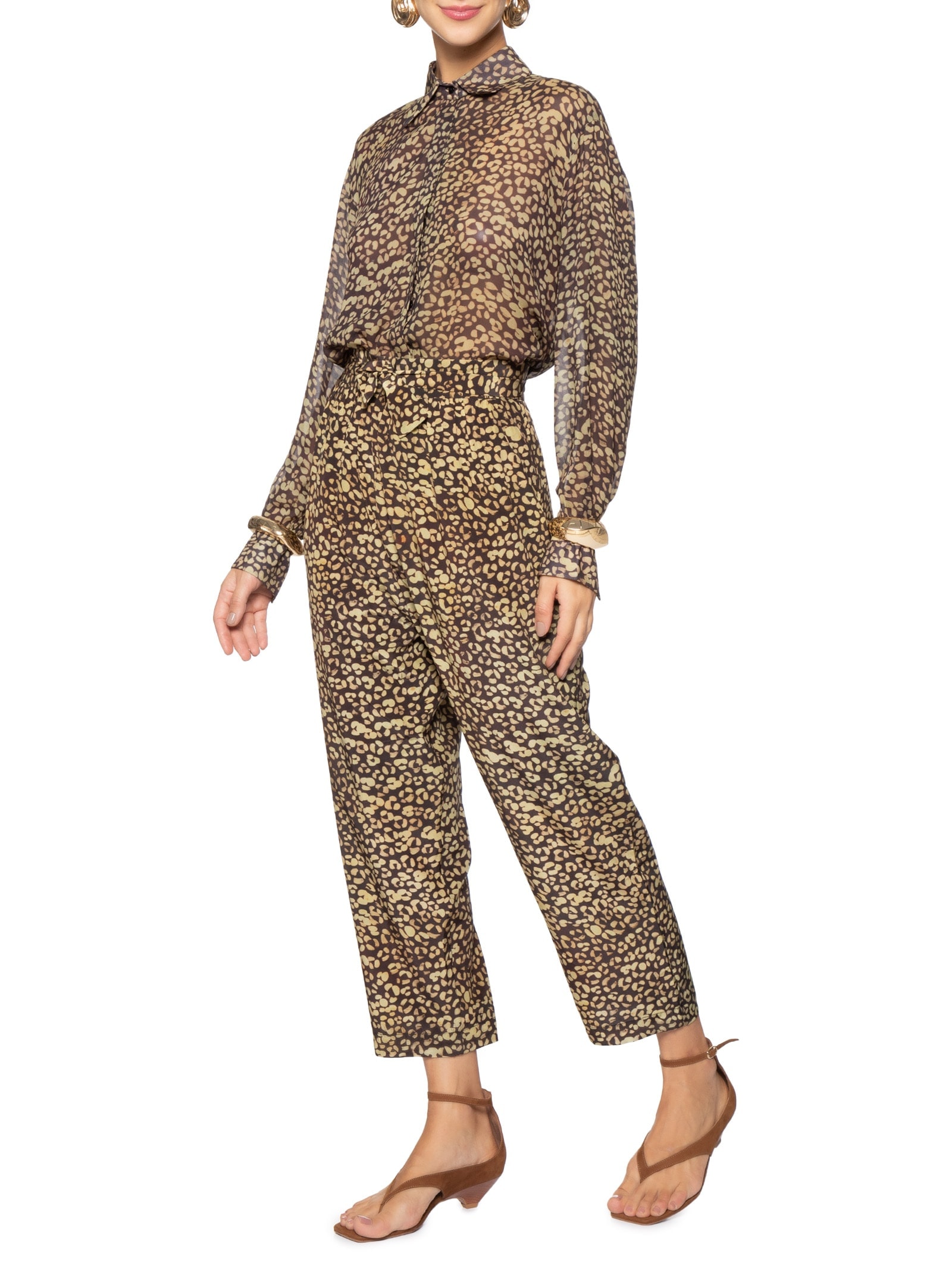 Calça Feminina Seda Onça Tinta Verde Animale