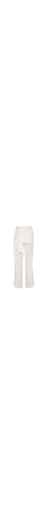 Calça Feminina Seda Pantalona Bordado - Off White