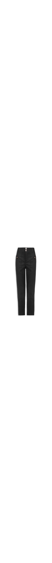 Calça Feminina Skinny Com Cós Largo E Botões - Preto