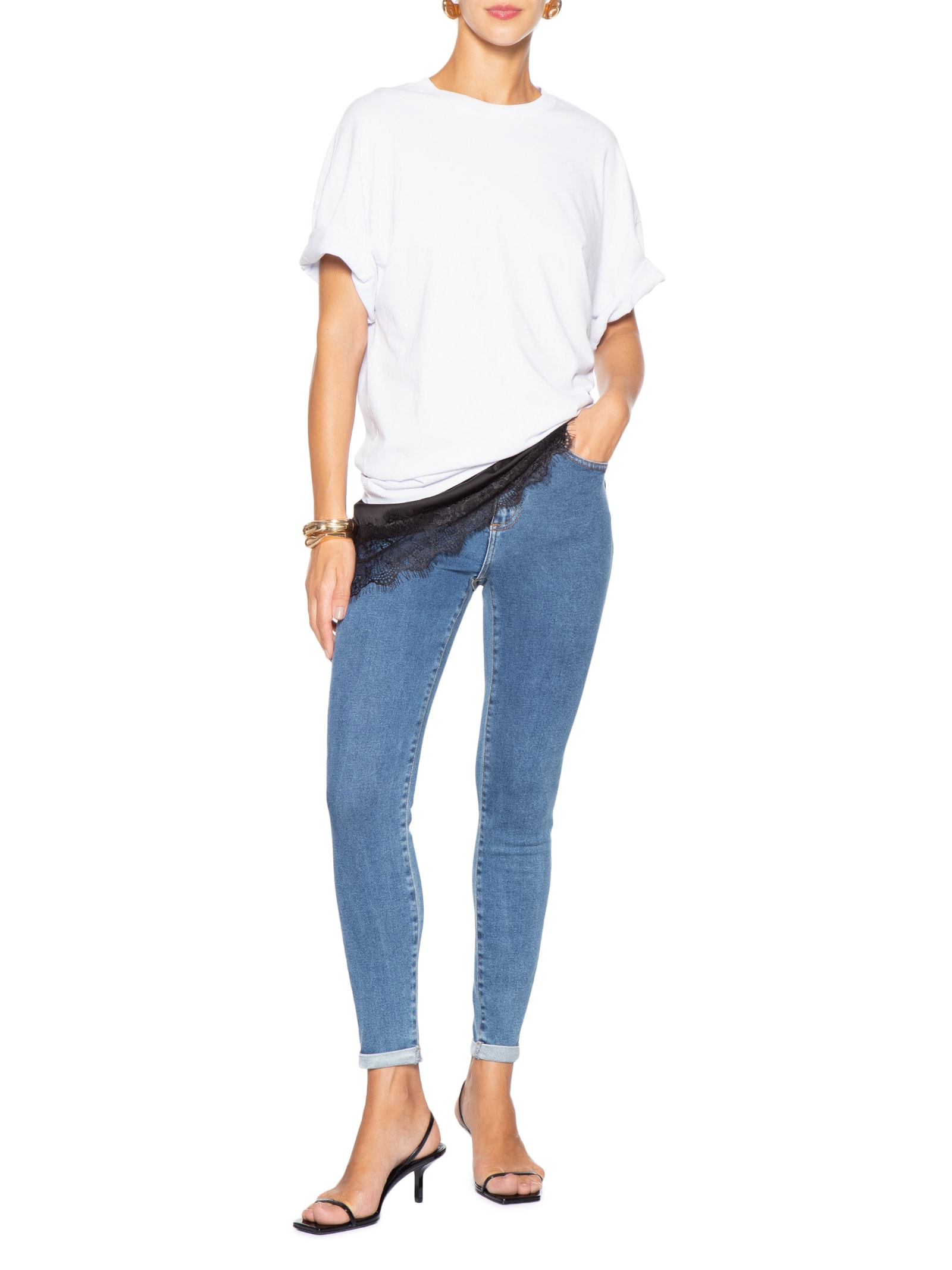 Calça Feminina Skinny Jeans Azul Market 33