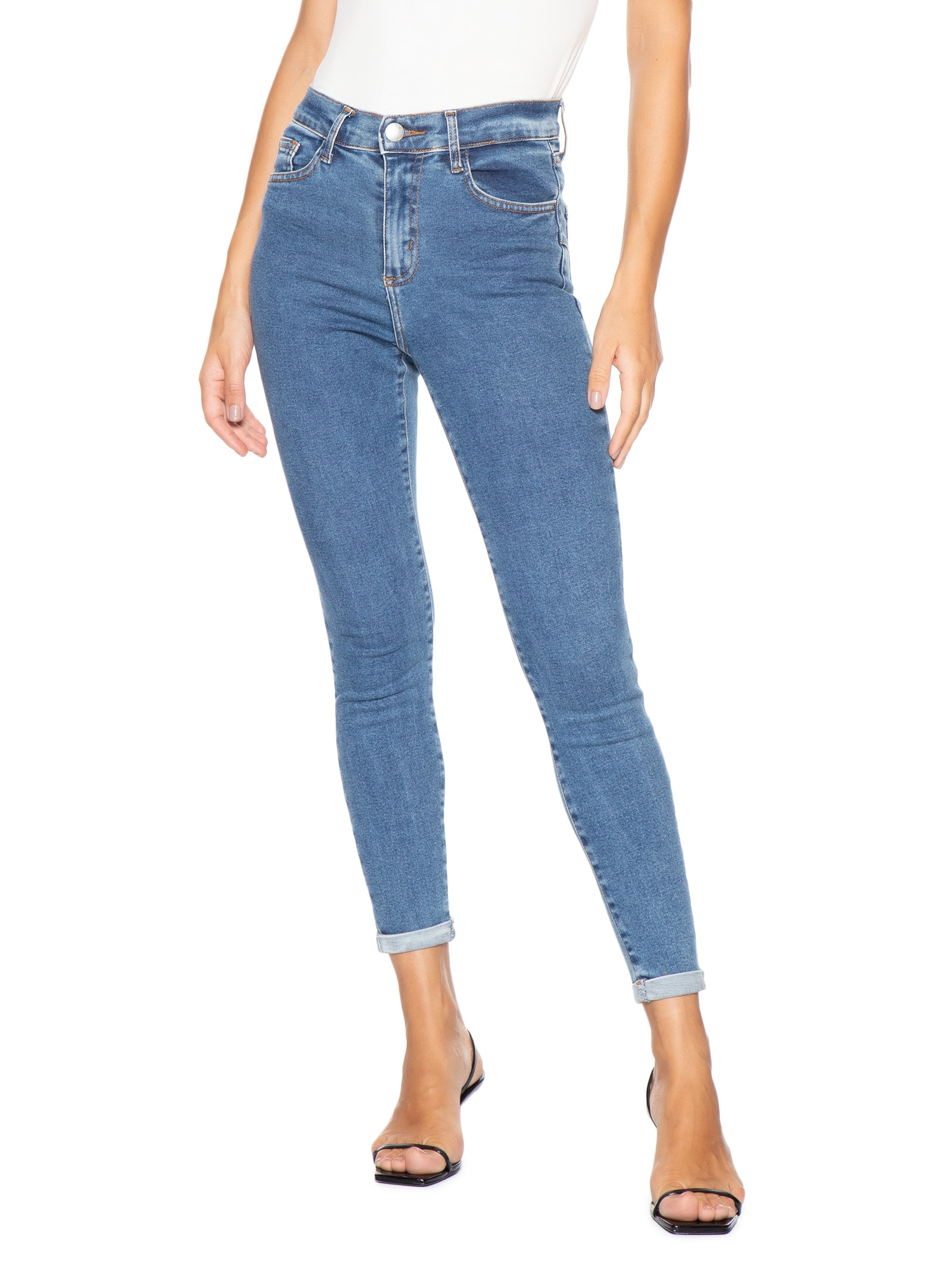 Calça Feminina Skinny Jeans Azul Market 33