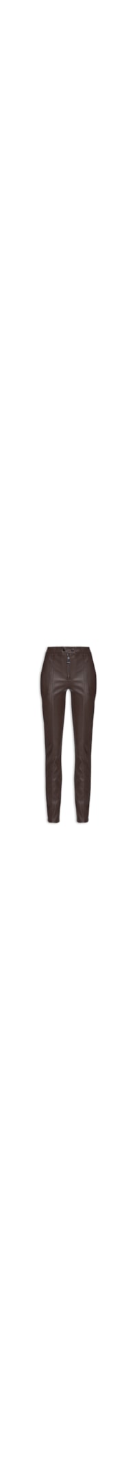 Calça Feminina Skinny Like Leather Com Zíper - Marrom