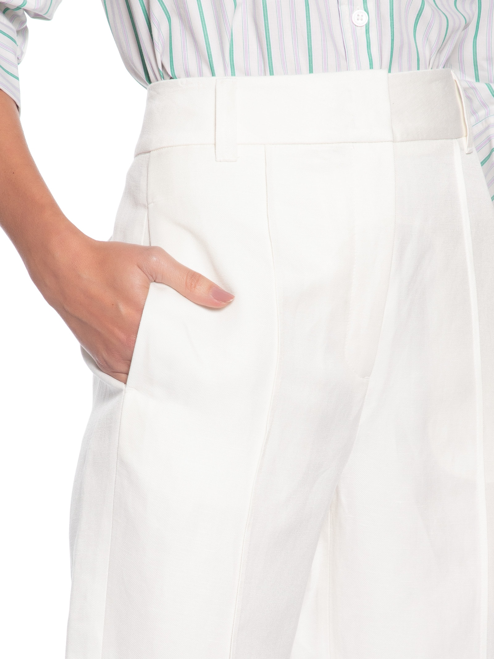 Calça Feminina Slim Alfaiataria Brumas Branco Animale