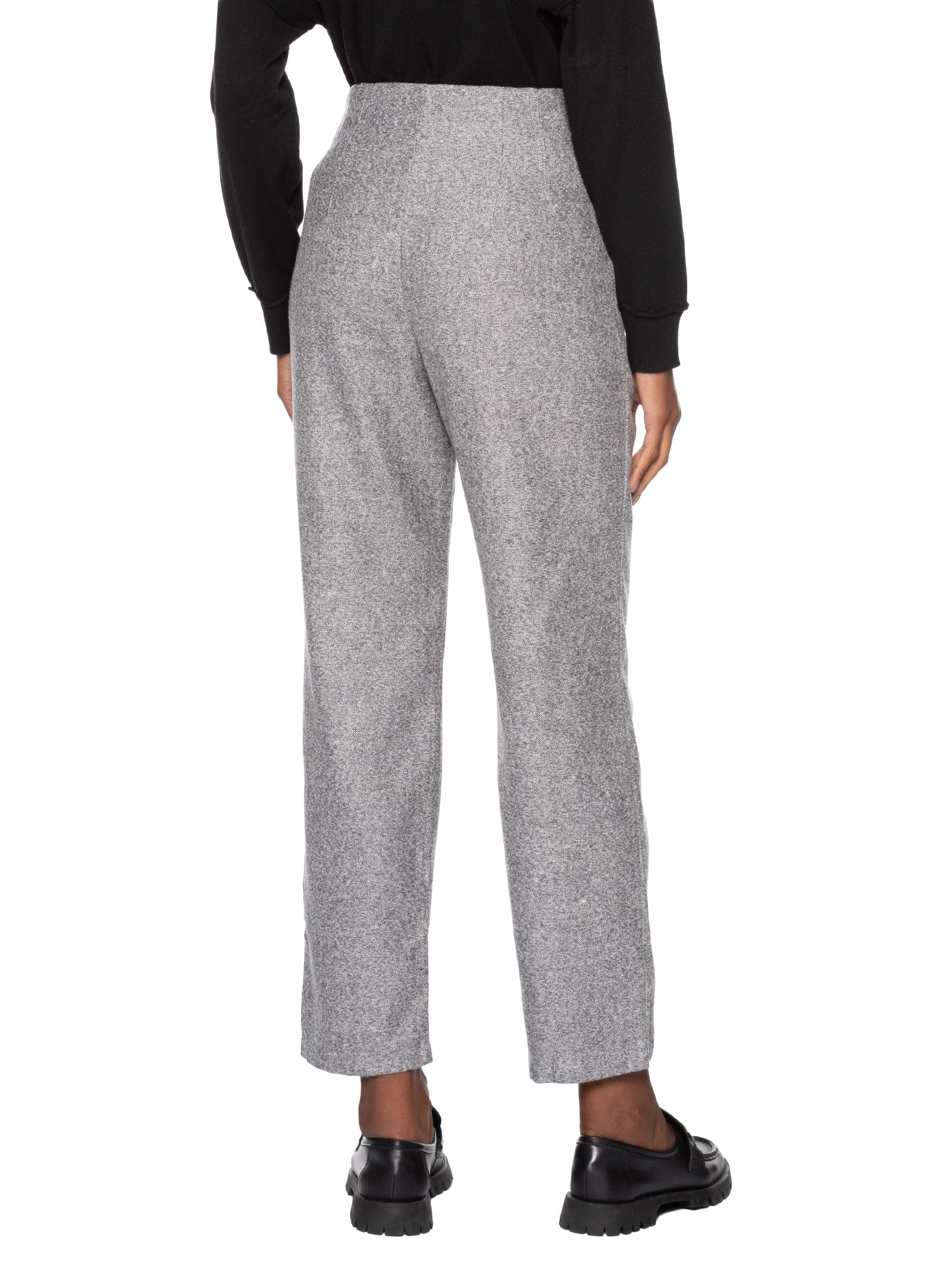 Calça Feminina Slim Alfaiataria Com Bolso Cinza Basiq