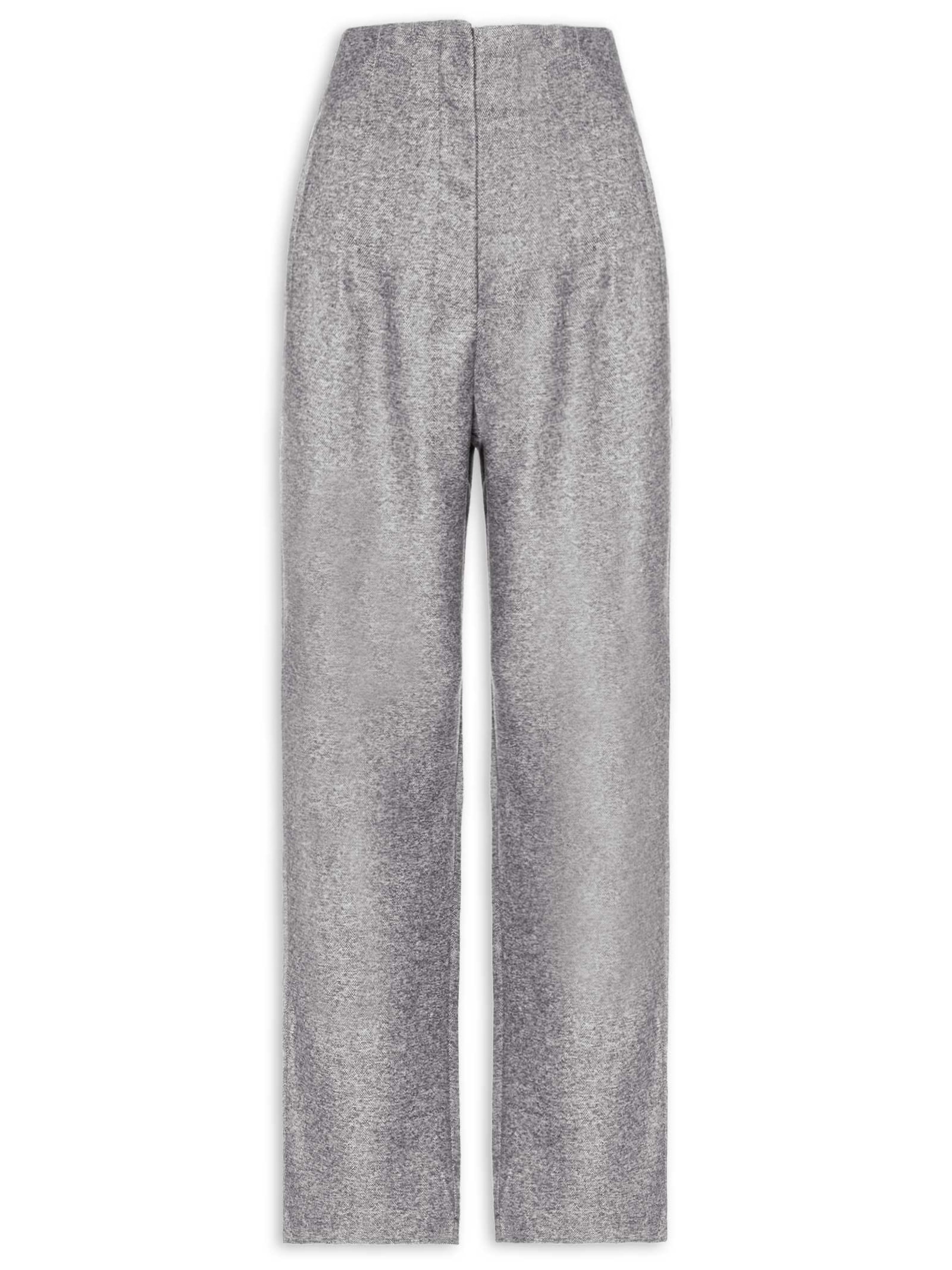 Calça Feminina Slim Alfaiataria Com Bolso Cinza Basiq