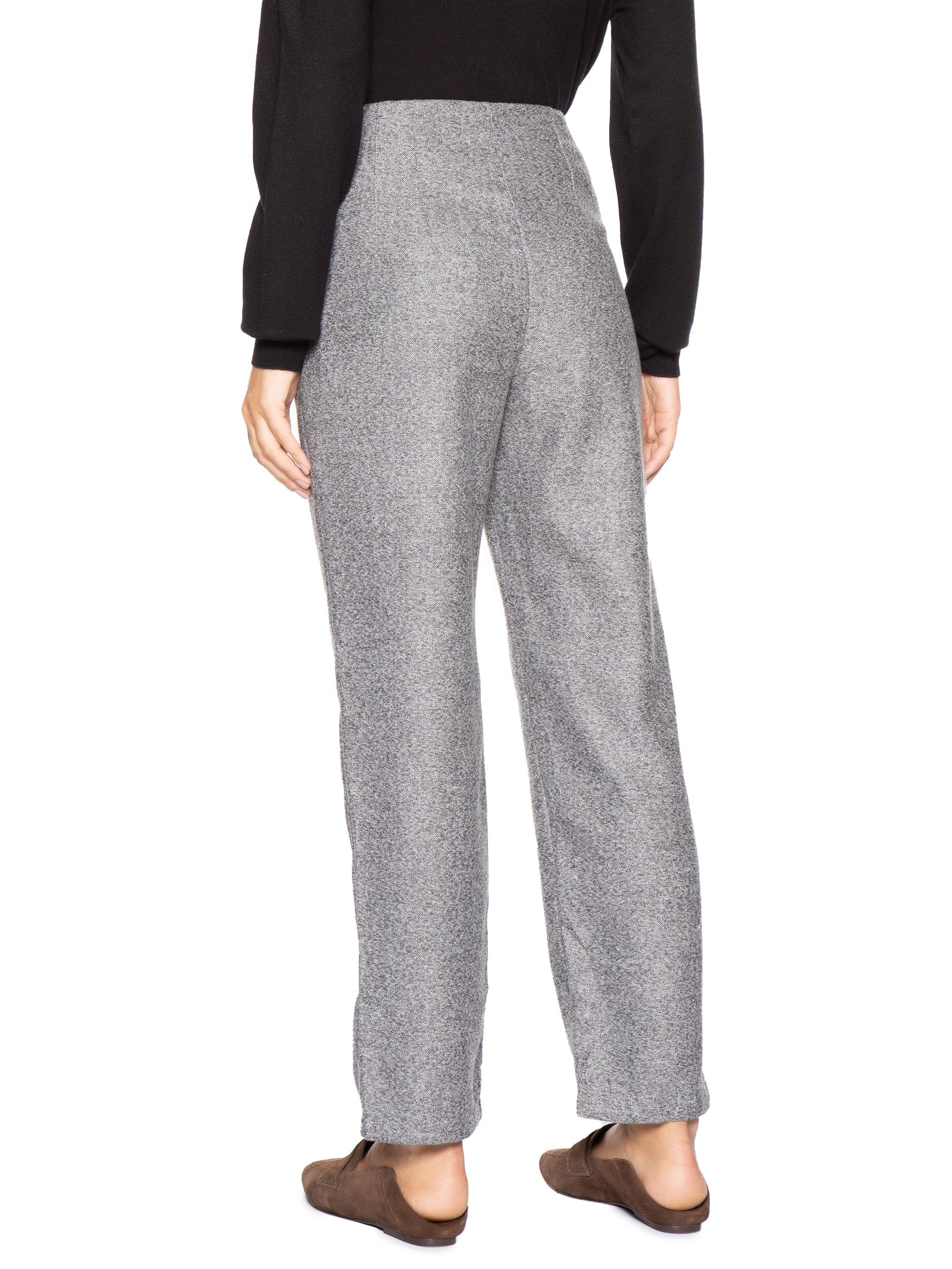 Calça Feminina Slim Alfaiataria Com Bolso Cinza Basiq