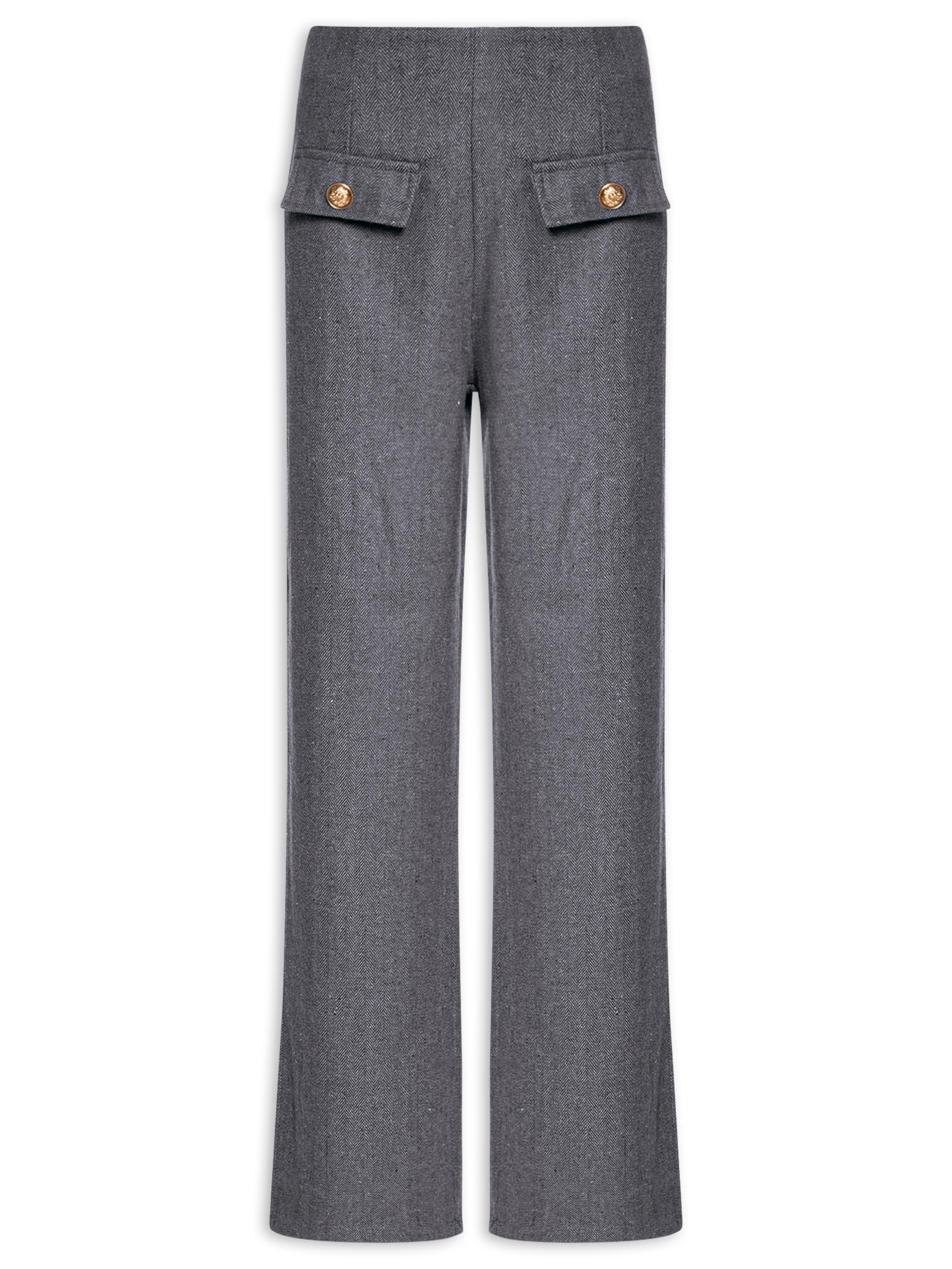 Calça Feminina Slim Com Bolso Frontal Cinza Basiq