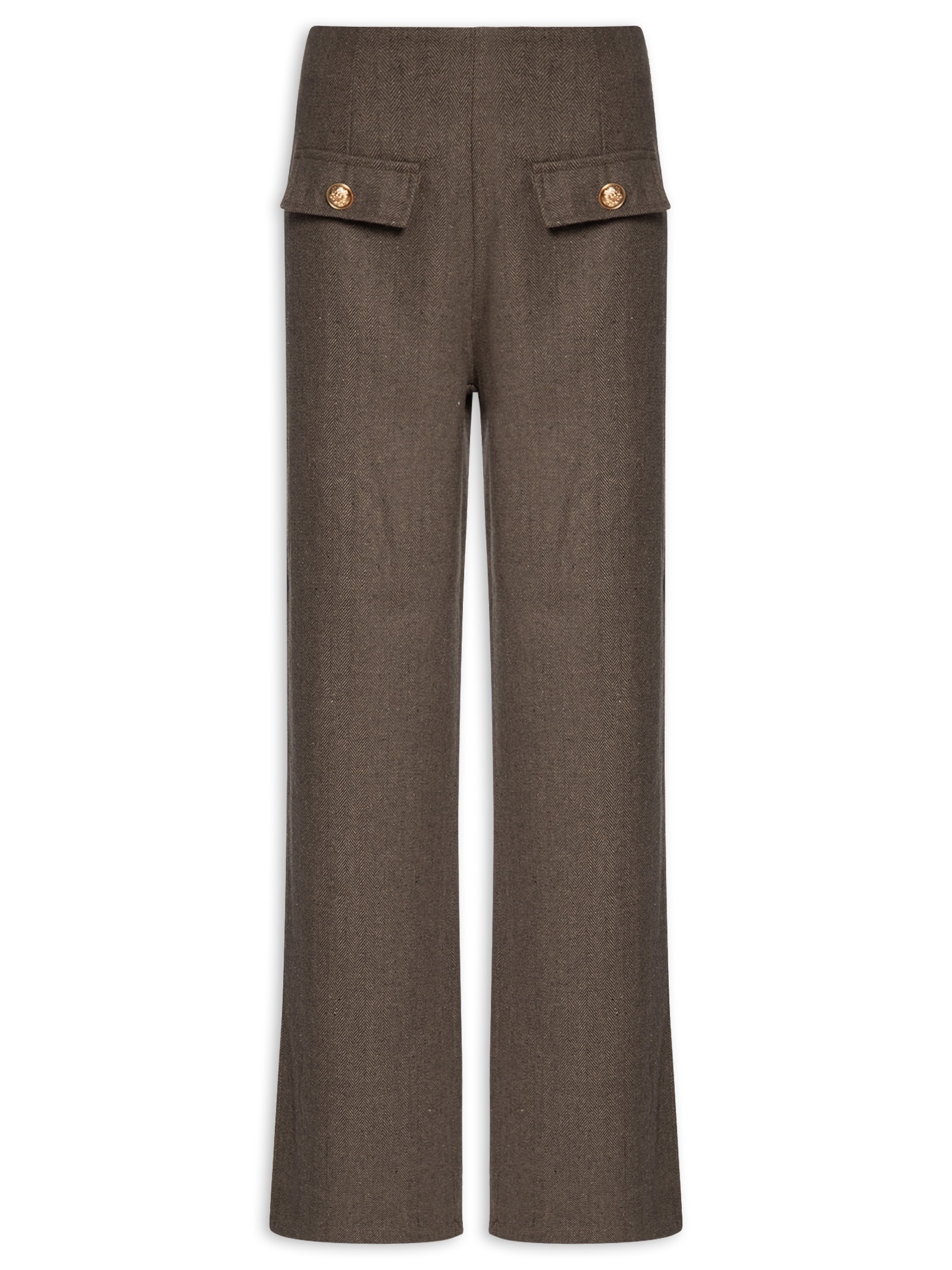 Calça Feminina Slim Com Bolso Frontal Marrom Basiq