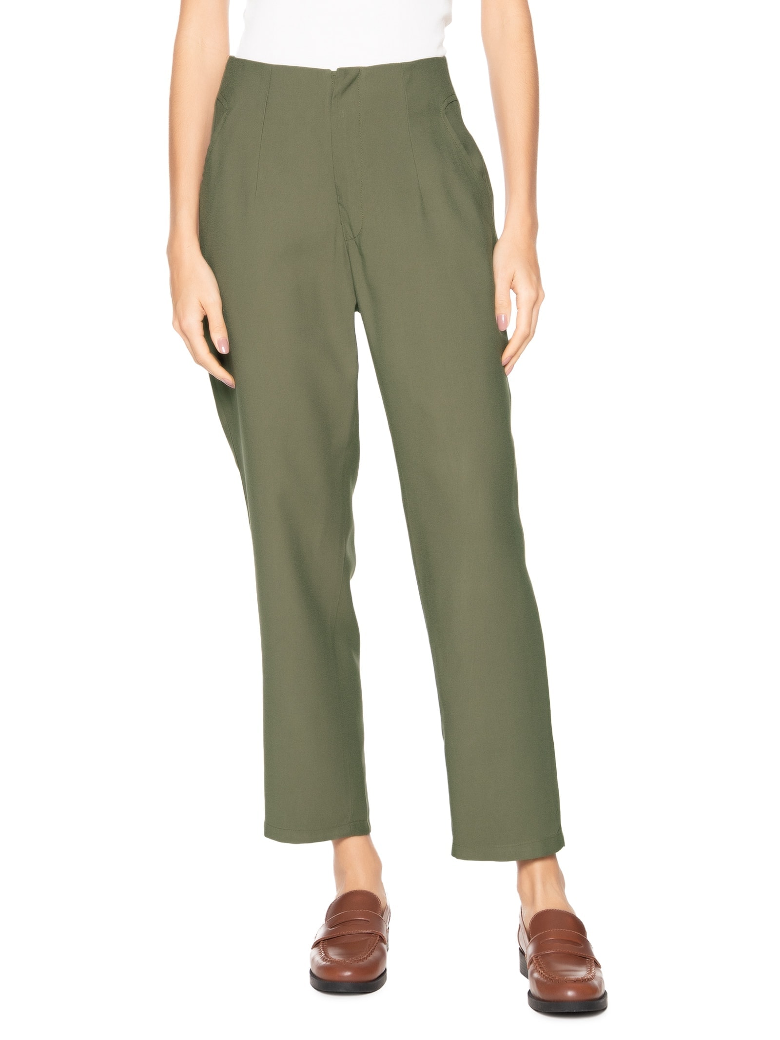 Calça Feminina Slim Com Bolso Verde Basiq