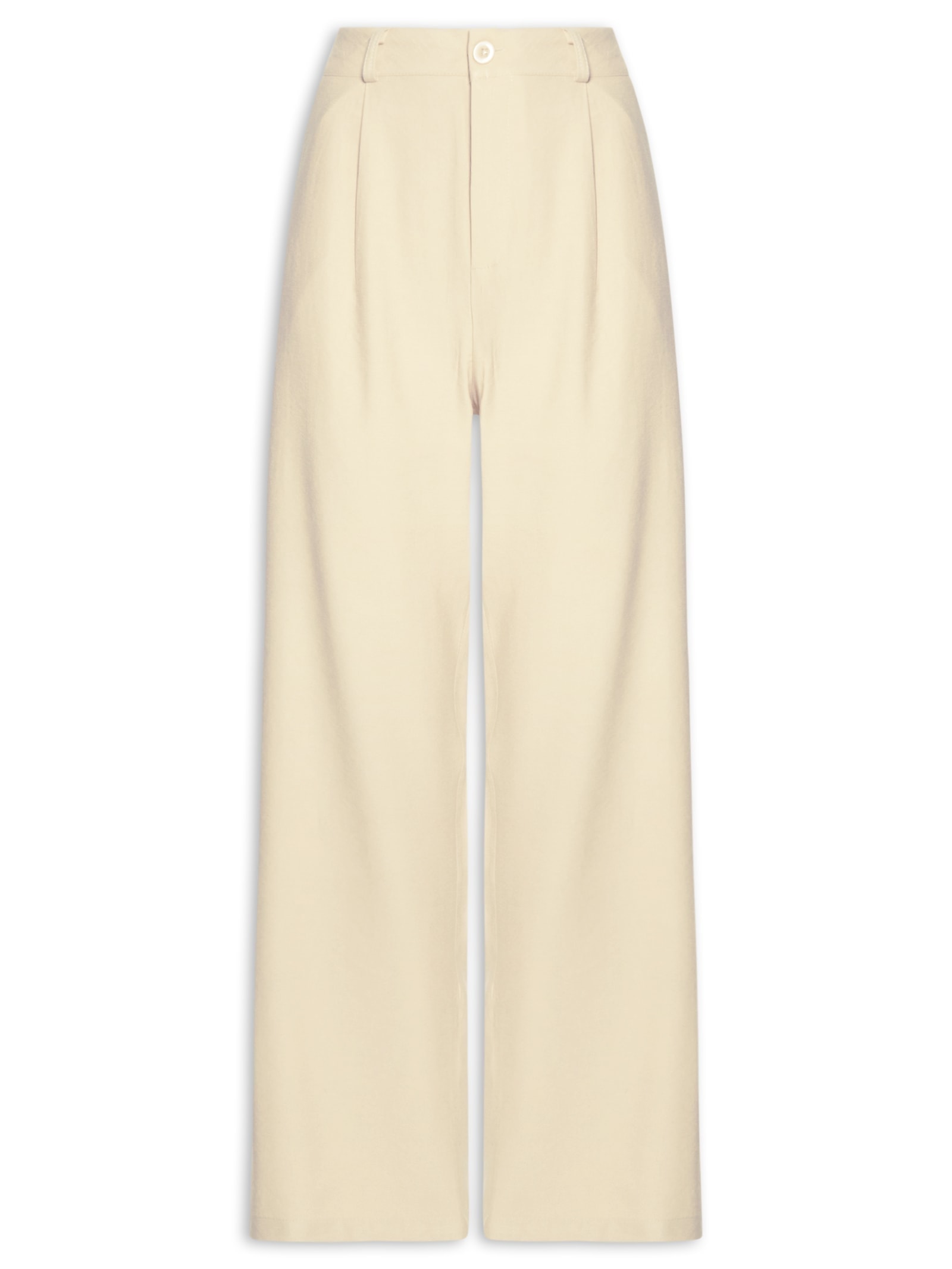 Calça Feminina Slim Com Pregas Bege Basiq