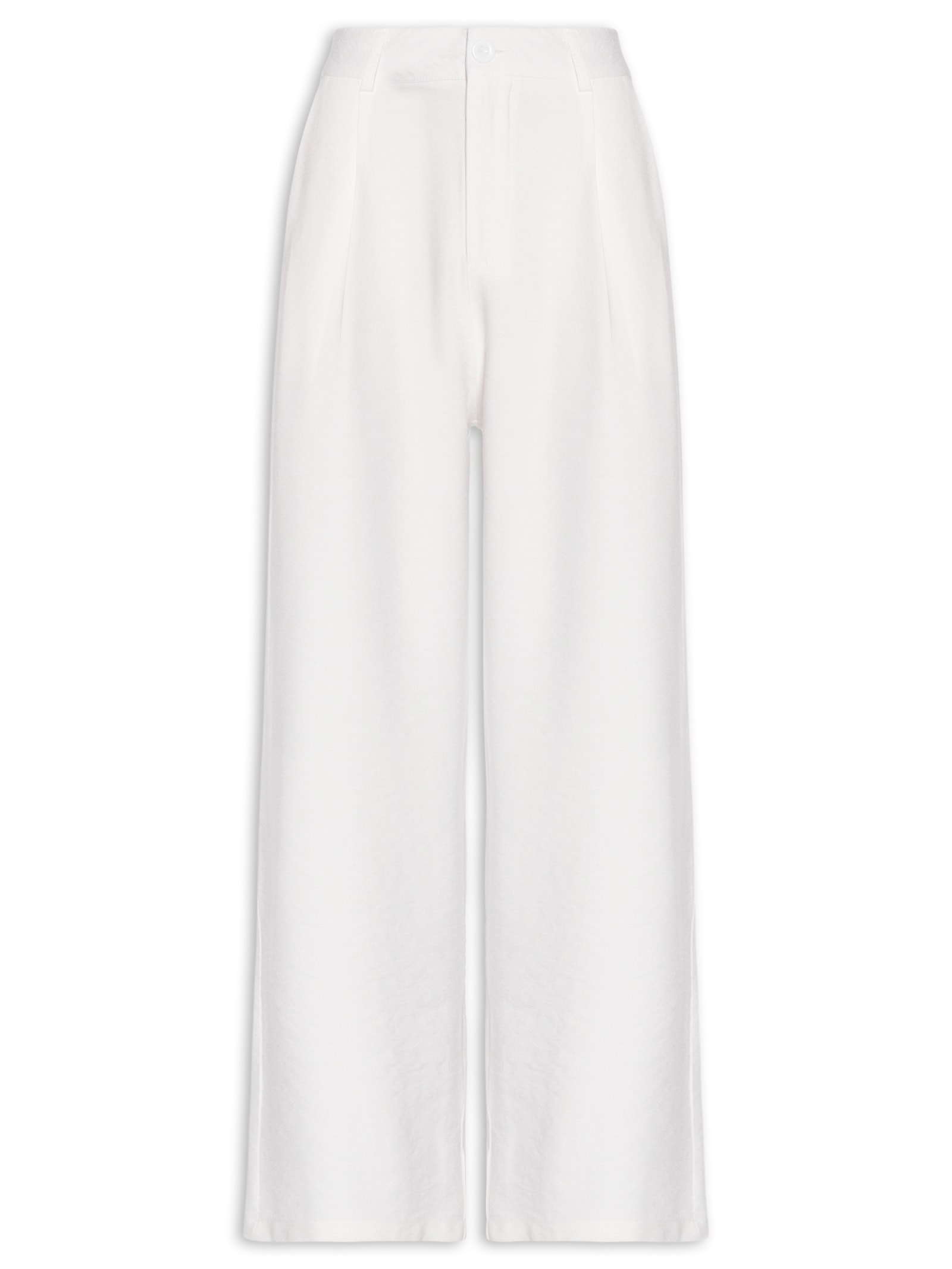 Calça Feminina Slim Com Pregas Off White Basiq