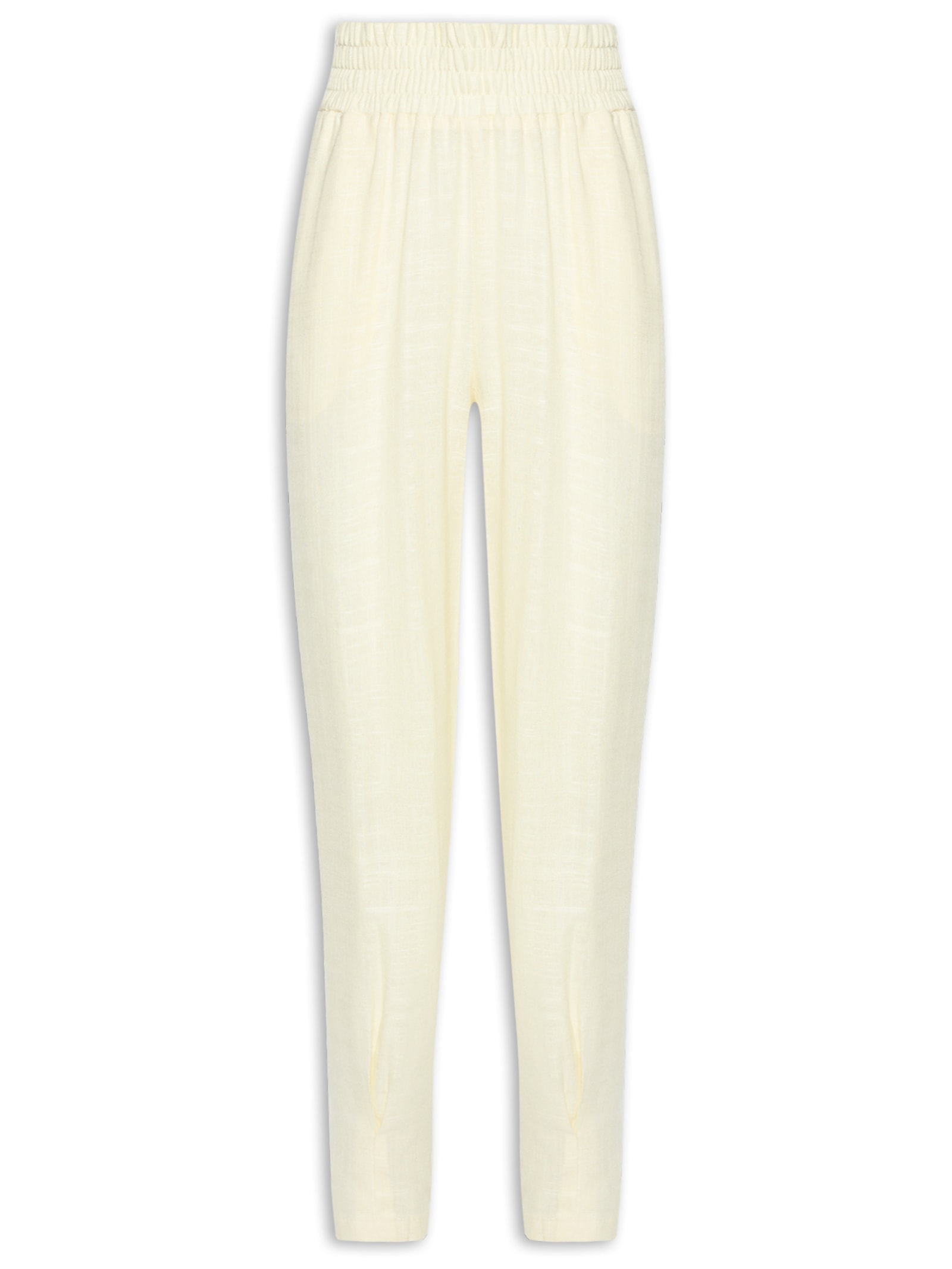 Calça Feminina Slouchy Cintura Alta Em Viscolinho Amarelo Hering