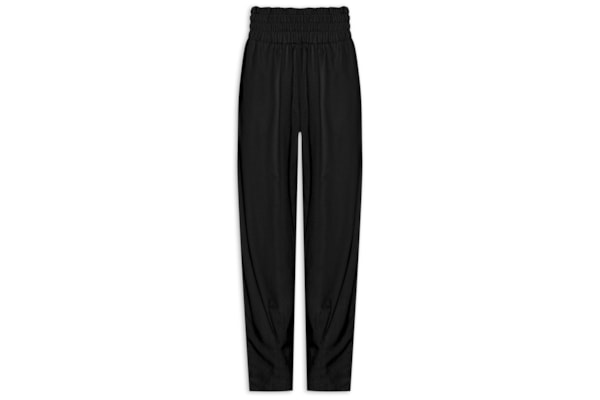 Calça Feminina Slouchy Cintura Alta Em Viscolinho - Preto