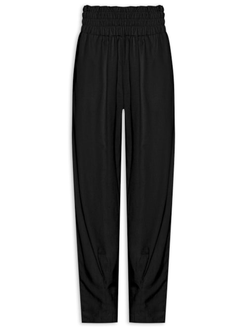 Calça Feminina Slouchy Cintura Alta Em Viscolinho – Preto