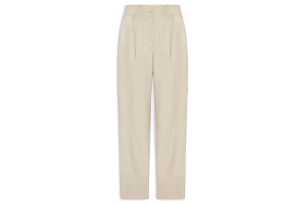 Calça Feminina Slouchy Com Pregas - Bege