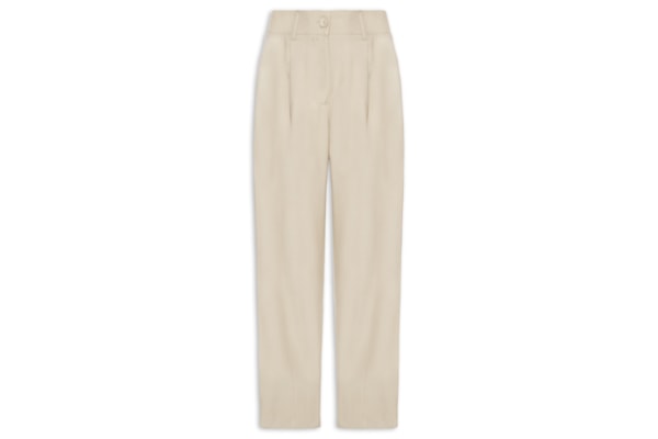 Calça Feminina Slouchy Com Pregas - Bege