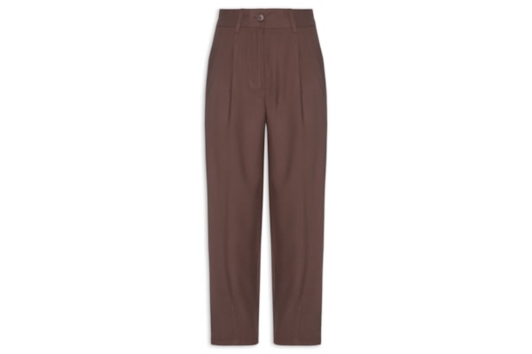 Calça Feminina Slouchy Com Pregas - Marrom