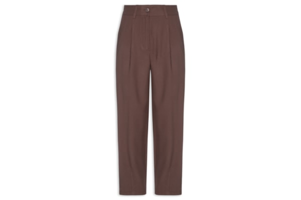 Calça Feminina Slouchy Com Pregas - Marrom