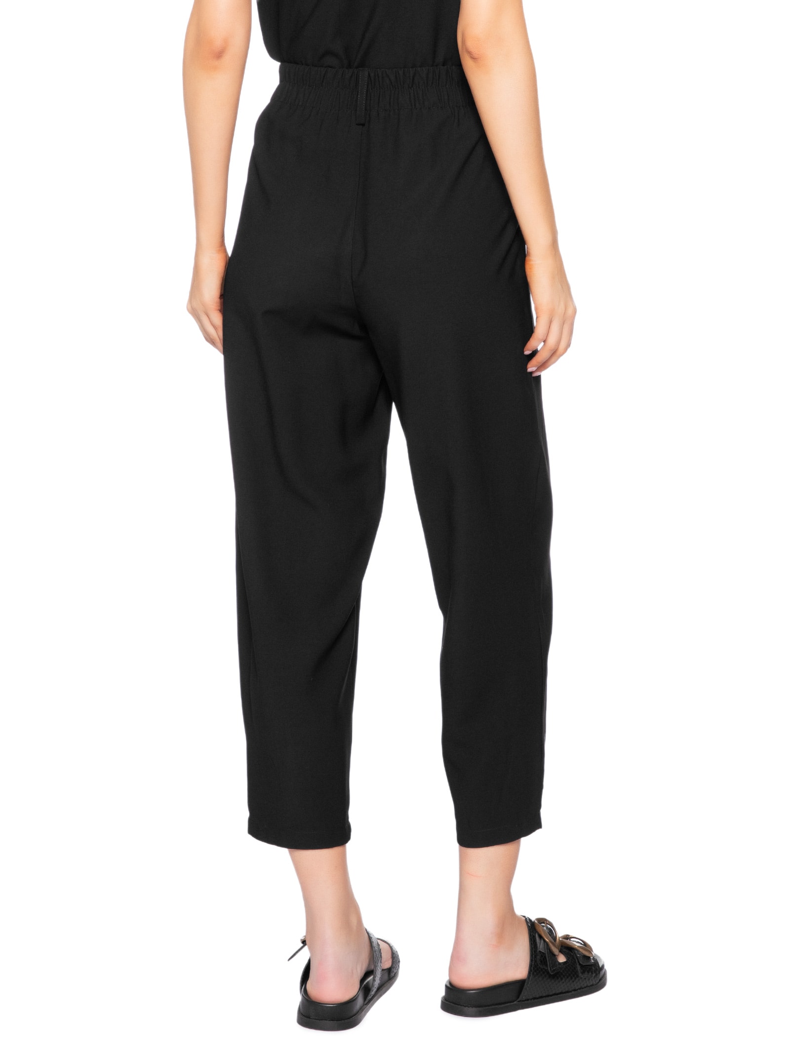 Calça Feminina Slouchy Com Pregas Preto Basiq