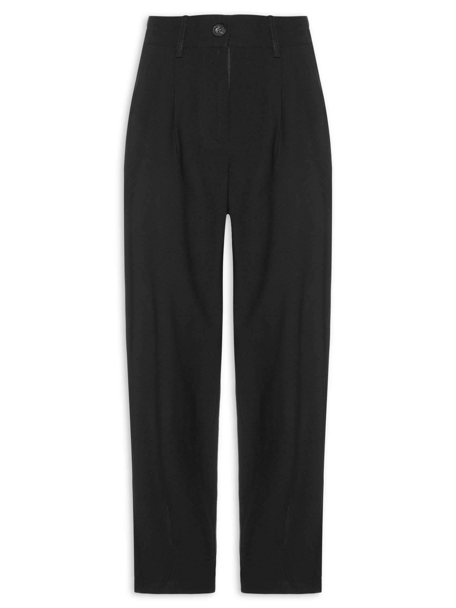 Calça Feminina Slouchy Com Pregas Preto Basiq