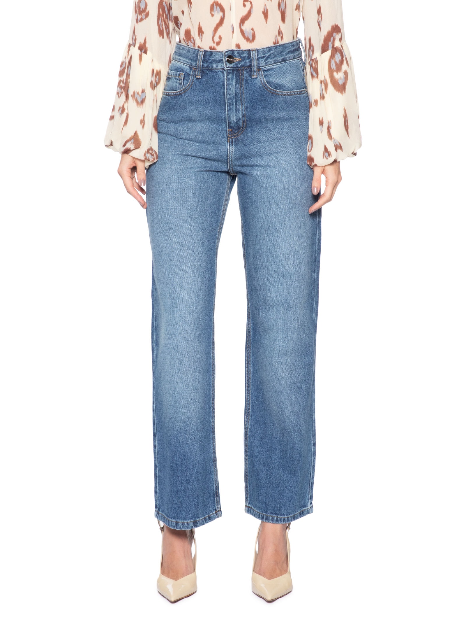 Calça Feminina Straight Nora Azul Le Lis