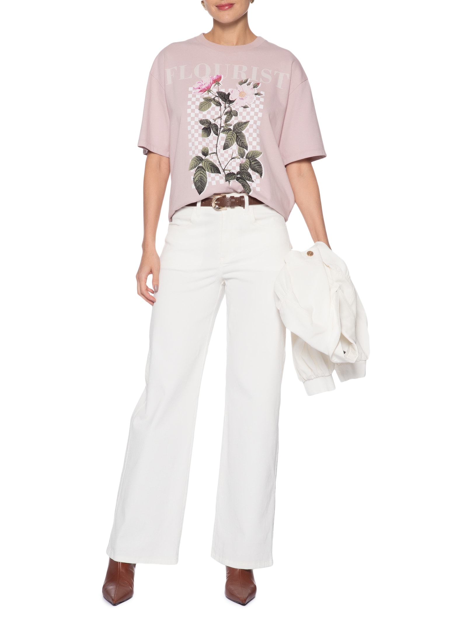 Calça Feminina Straight Penelope Sarja Branco Le Lis