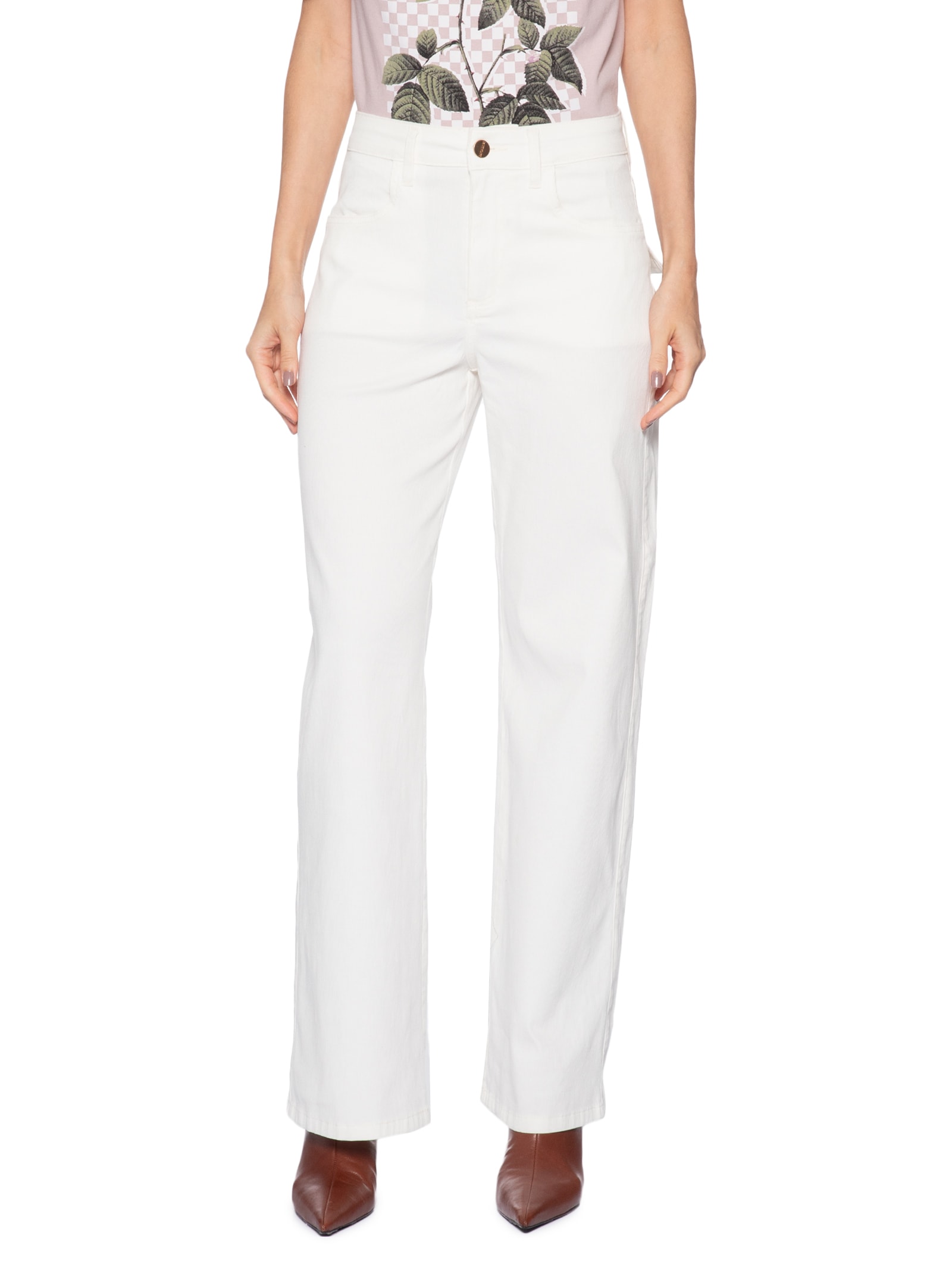 Calça Feminina Straight Penelope Sarja Branco Le Lis