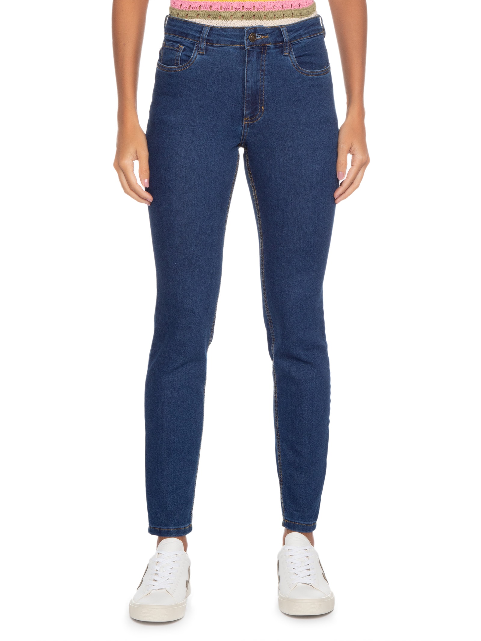 Dzarm Calça Feminina Super Skinny azul