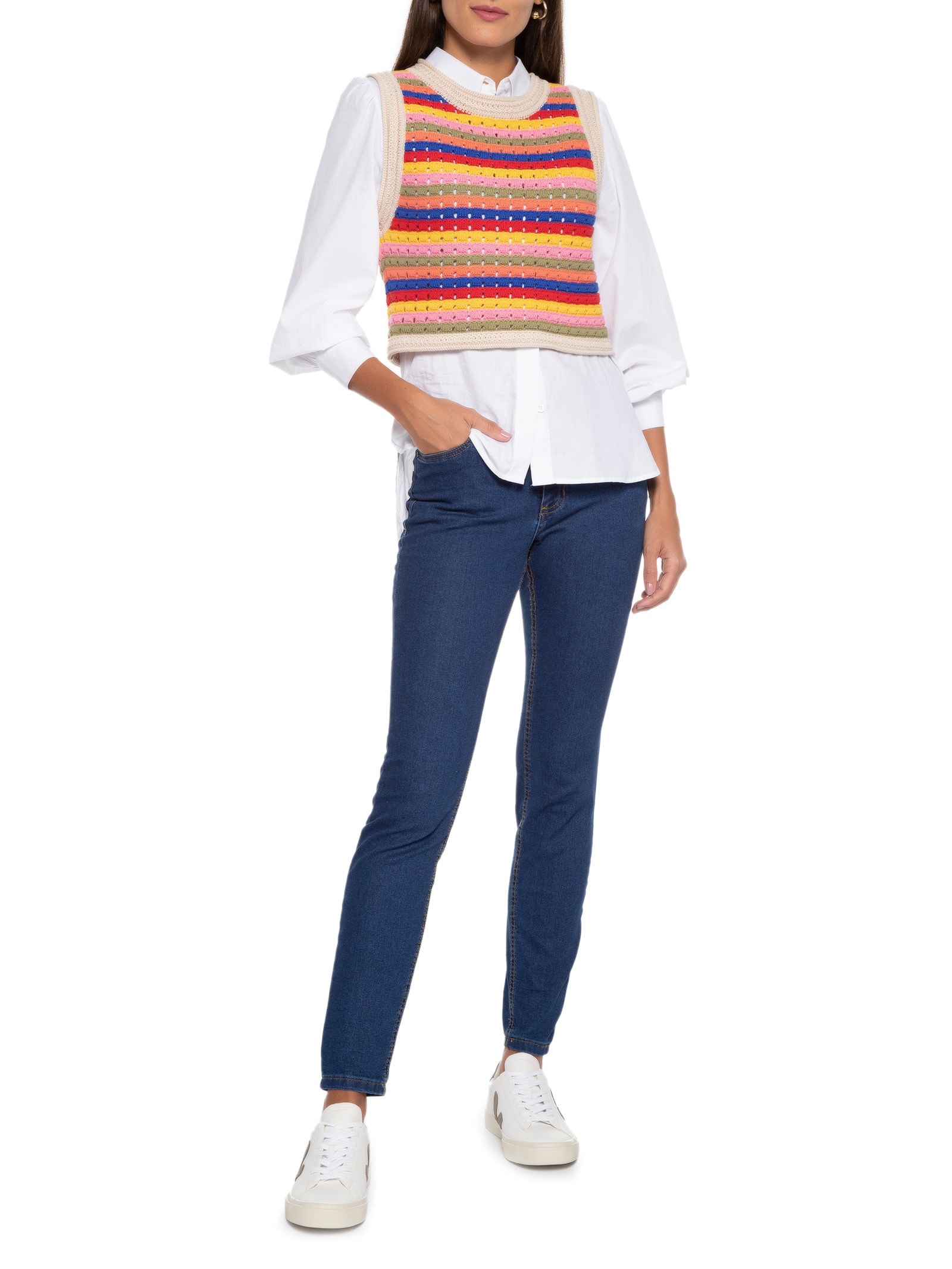 Calça Feminina Super Skinny azul Dzarm