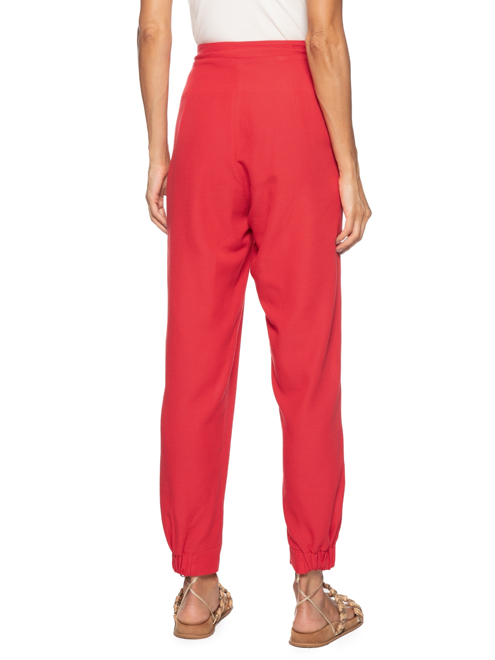 Calça Feminina Tec Det Punho Elástico Vermelho Cacay