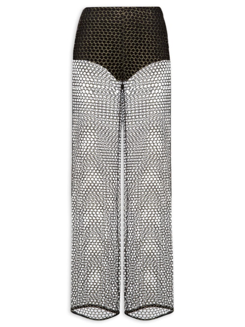 Calça Feminina Tela Metalizada – Preto