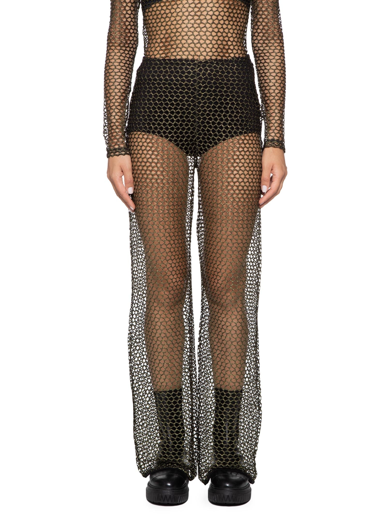 Calça Feminina Tela Metalizada Preto Colcci