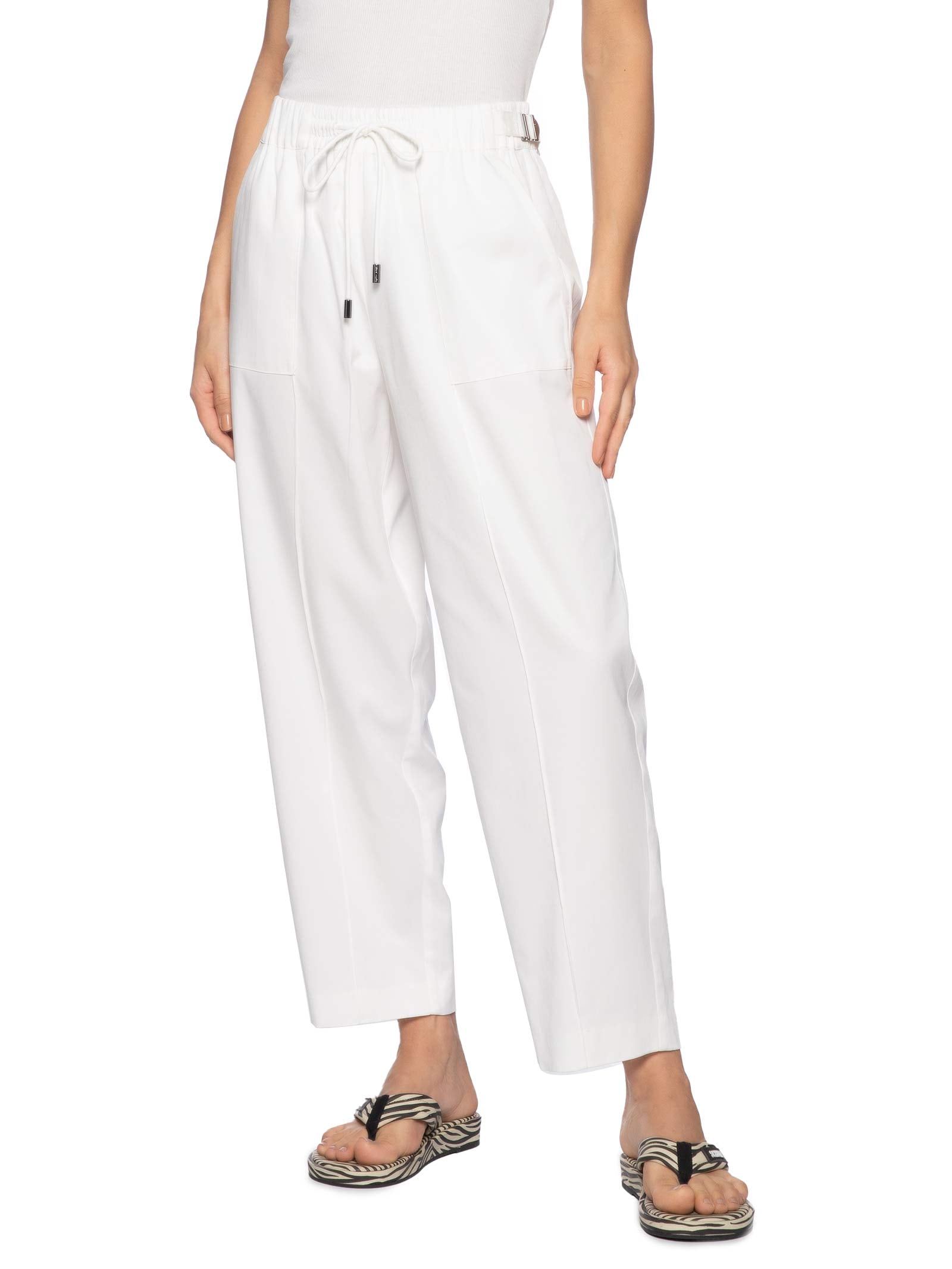 Calça Feminina Tencel Ampla Com Gorgurão Branco Animale Jeans