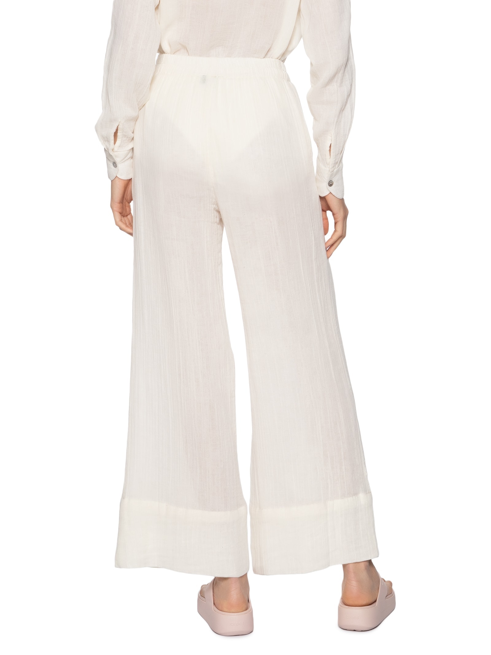 Calça Feminina Textura Branco Farm Praia