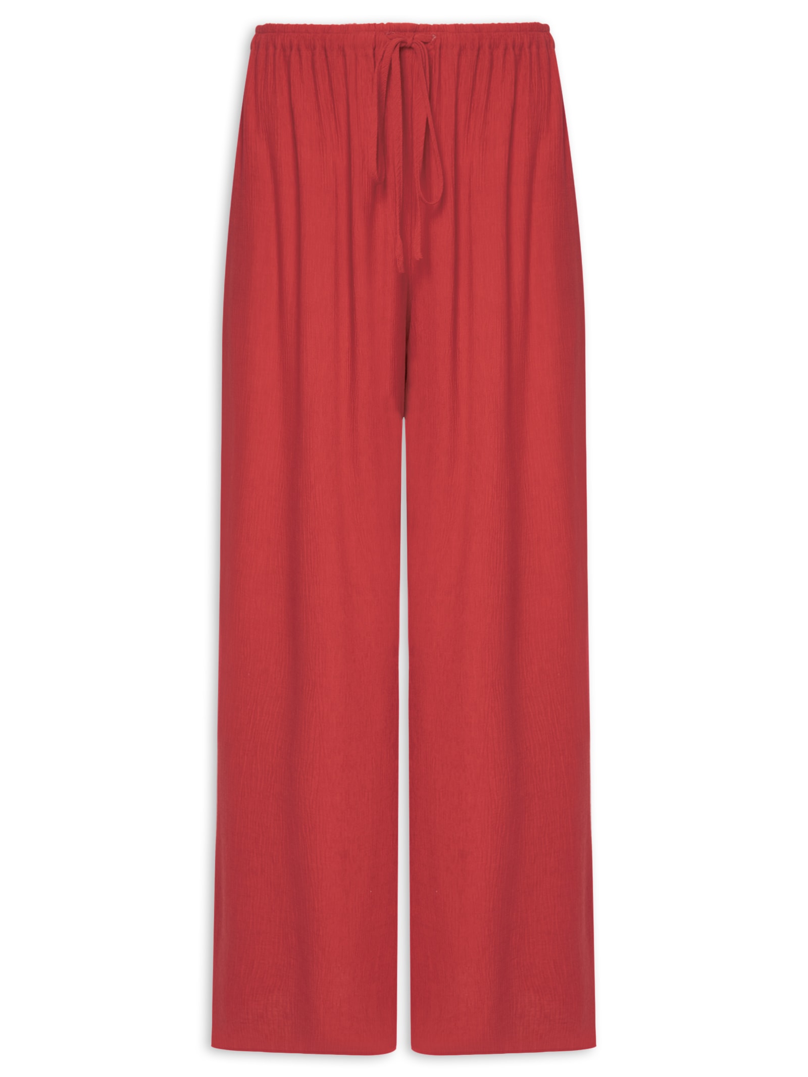 Calça Feminina Textura Longa Vermelho Farm