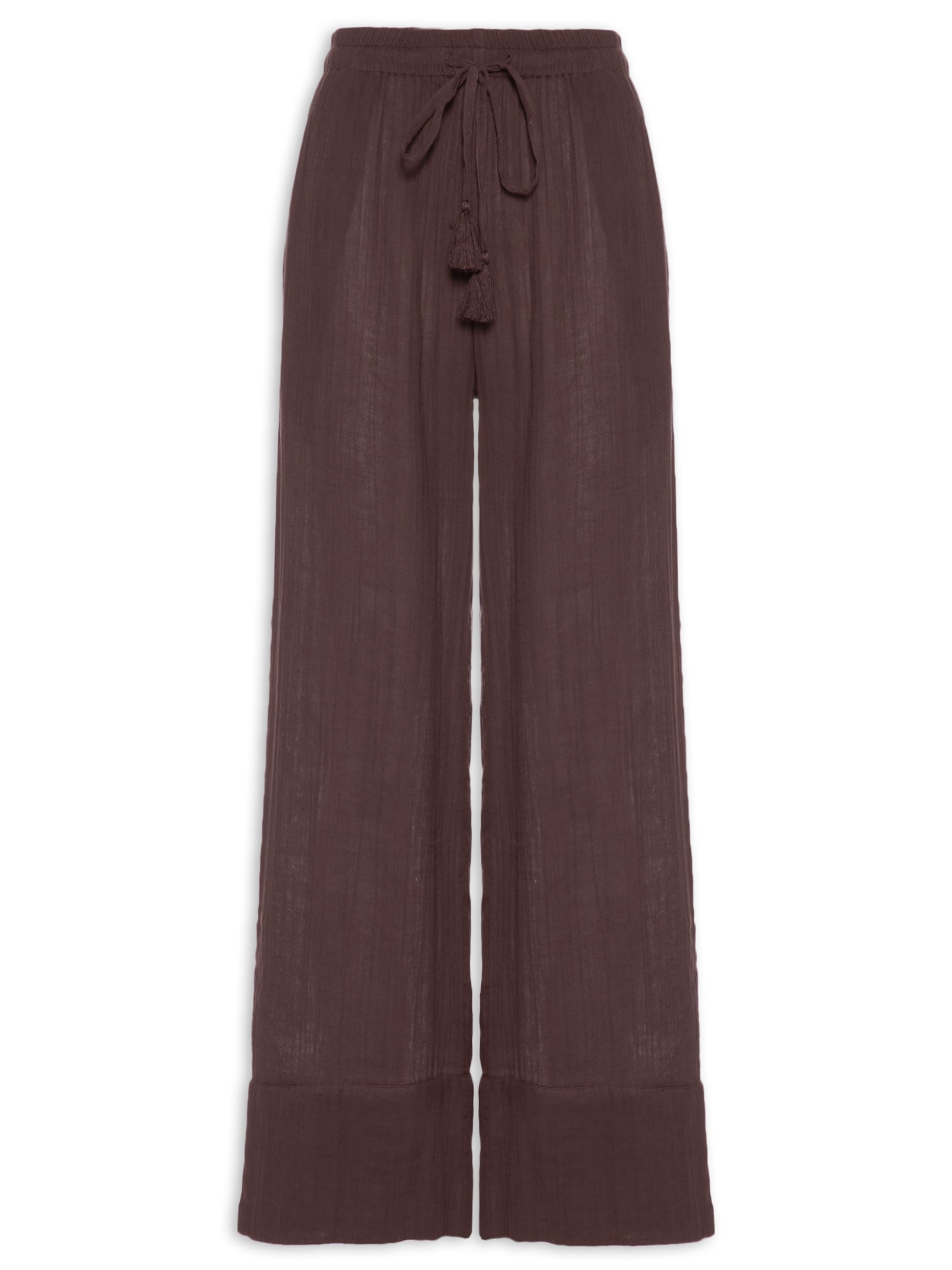 Calça Feminina Textura Marrom Farm Praia