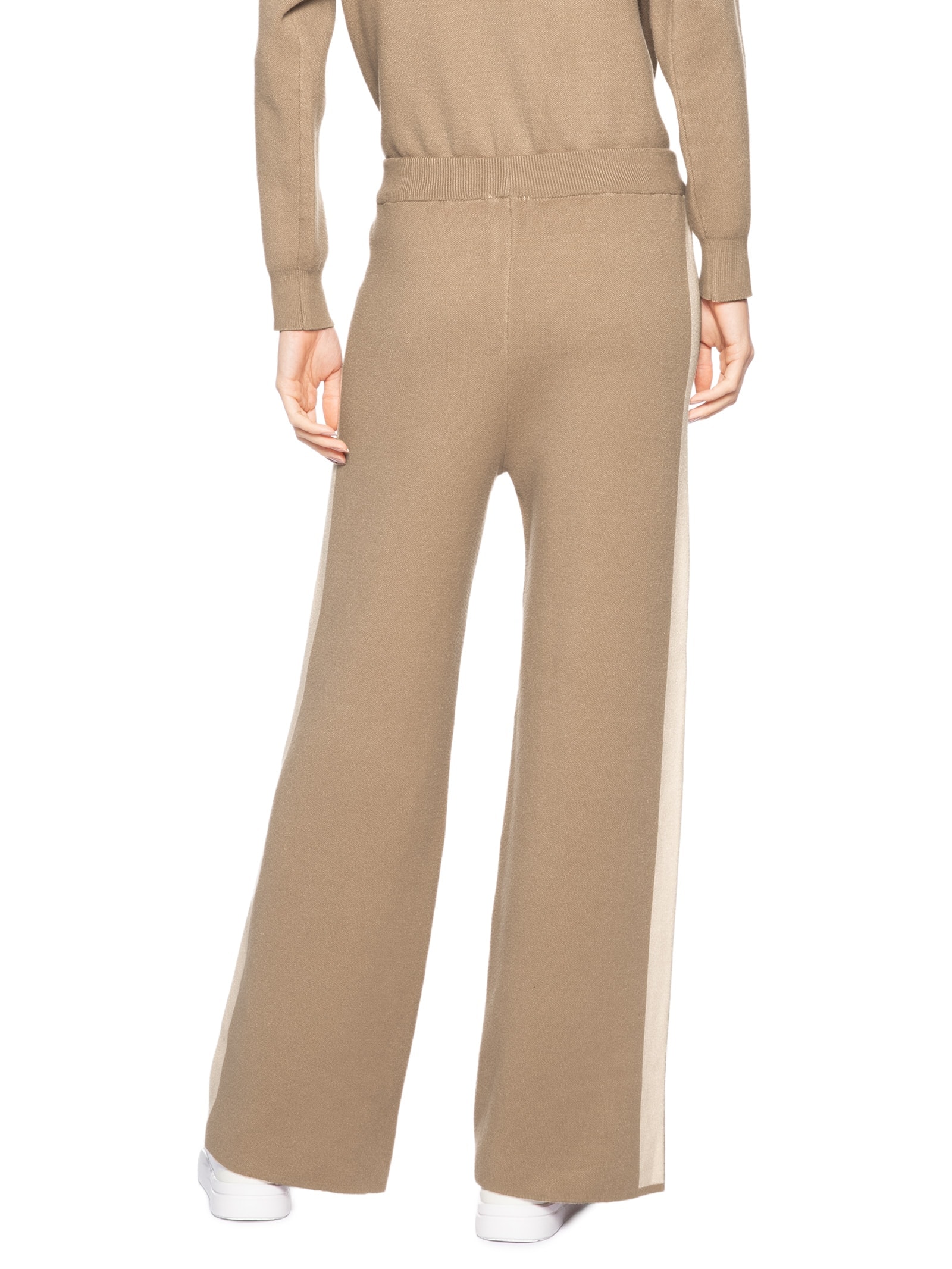 Calça Feminina Tricot Bicolor Bege Basiq