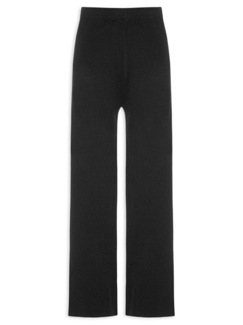 Calça Feminina Tricot Bicolor - Preto