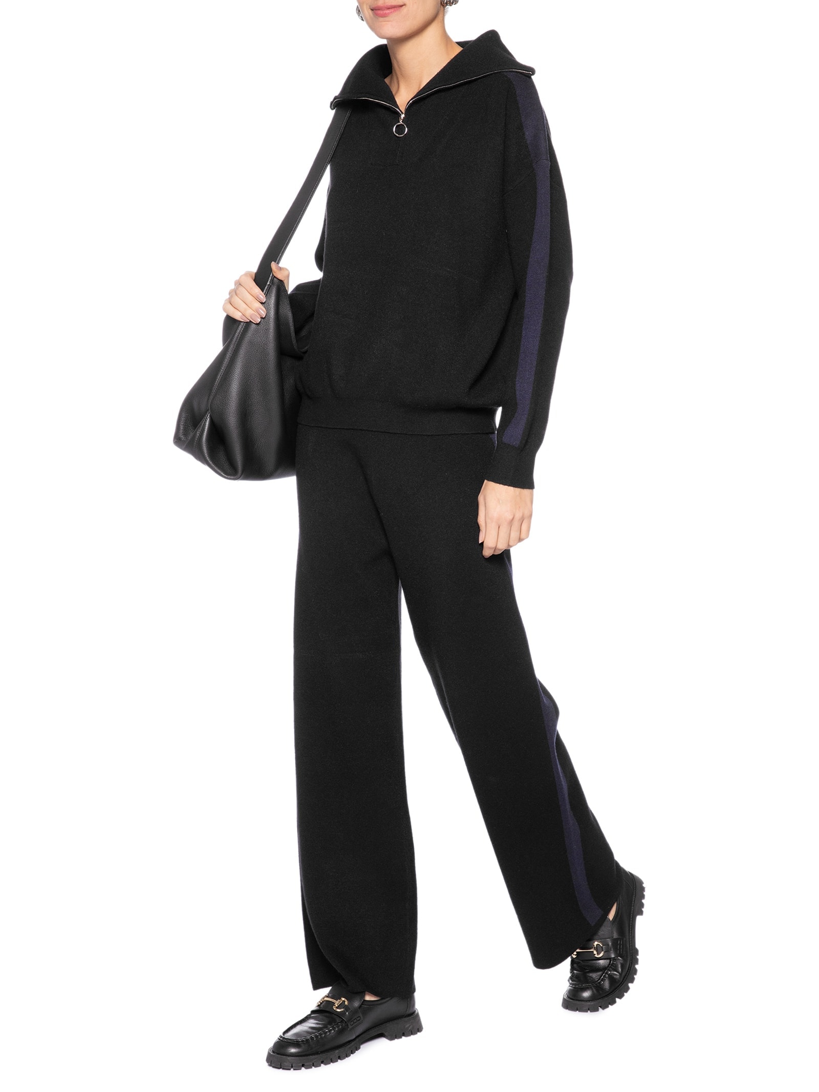 Calça Feminina Tricot Bicolor Preto Basiq