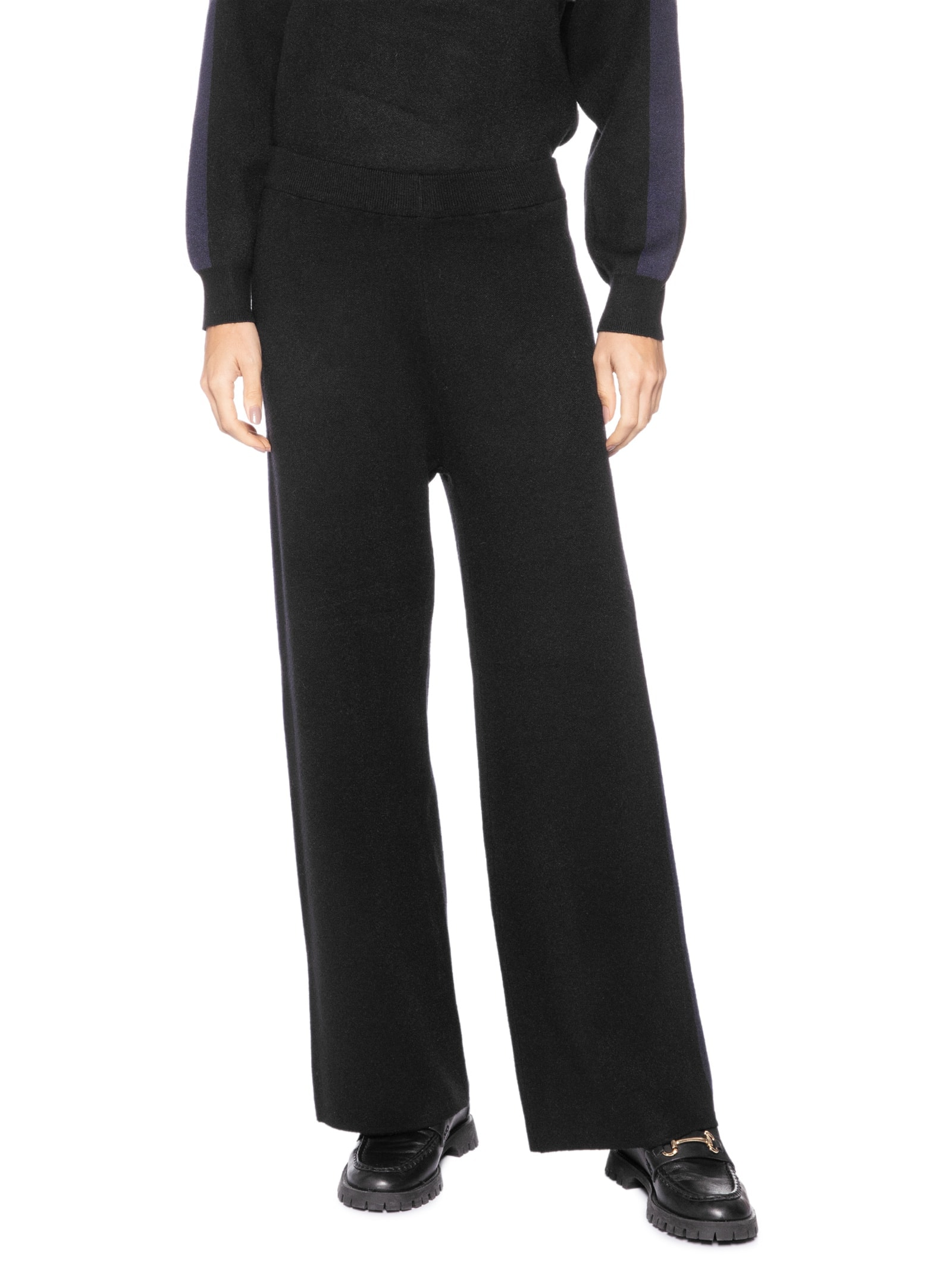 Calça Feminina Tricot Bicolor Preto Basiq