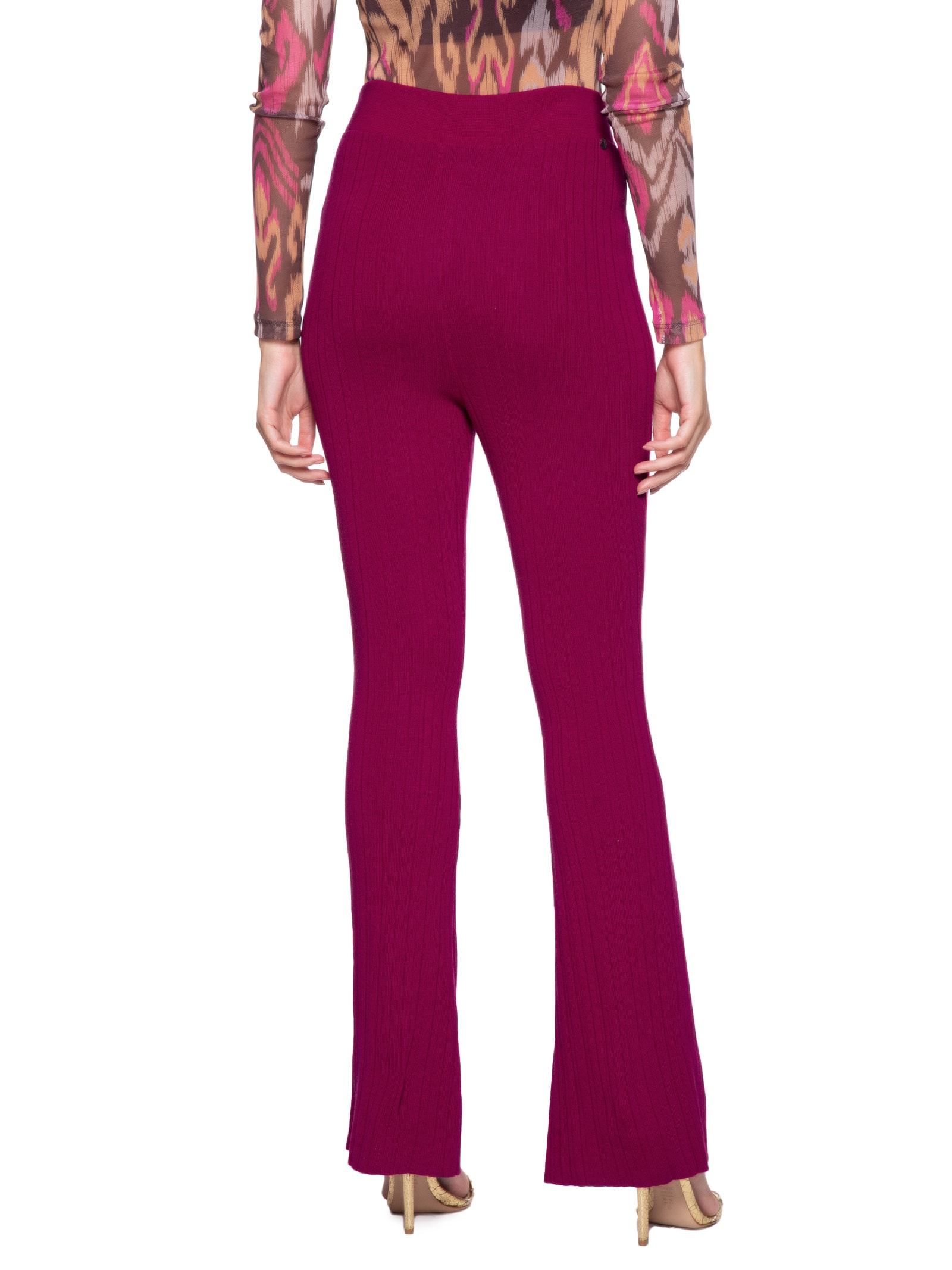 Calça Feminina Tricot Boot Canelada Rosa Animale Jeans