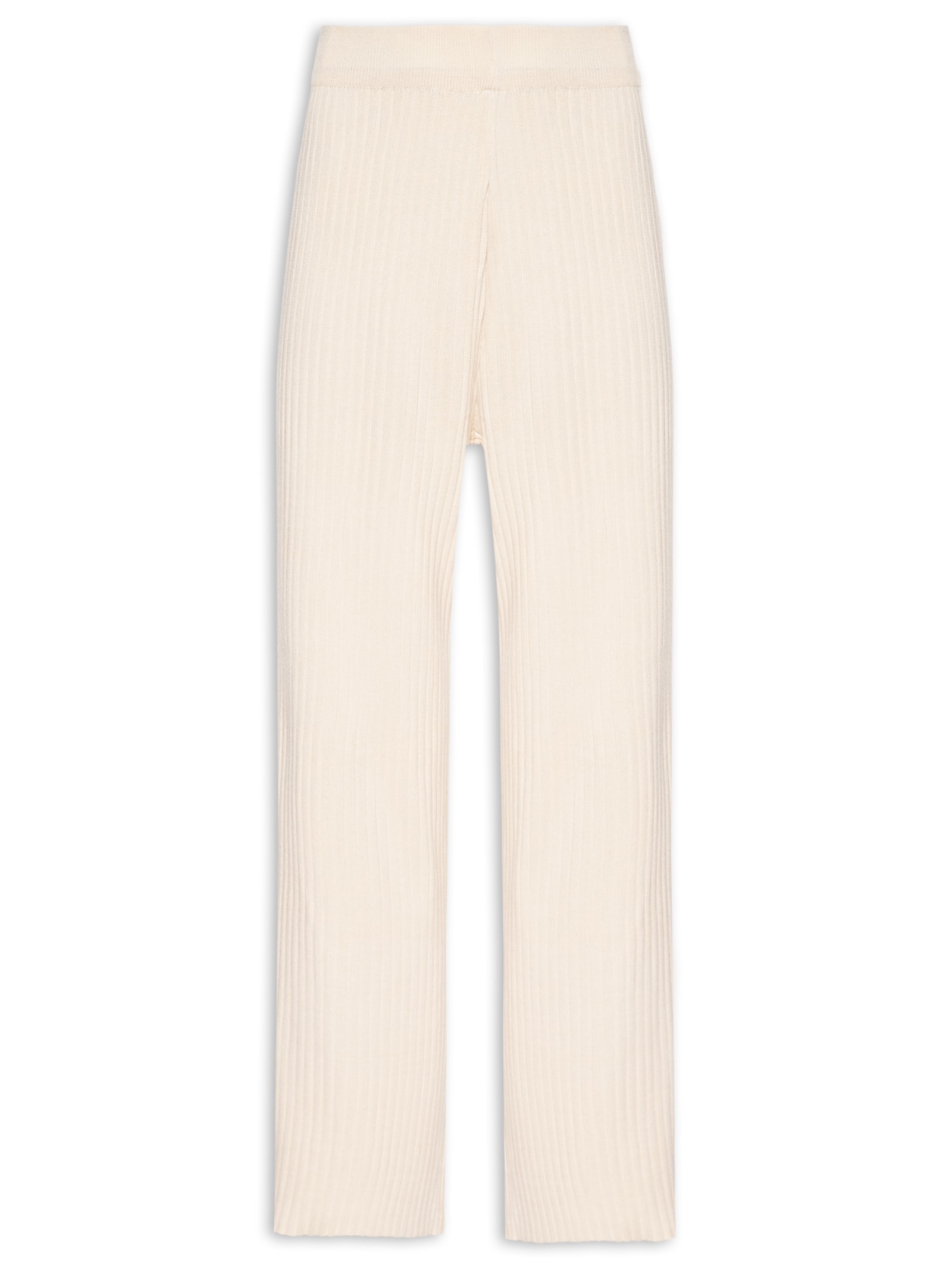 Calça Feminina Tricot Canelada Bege Basiq