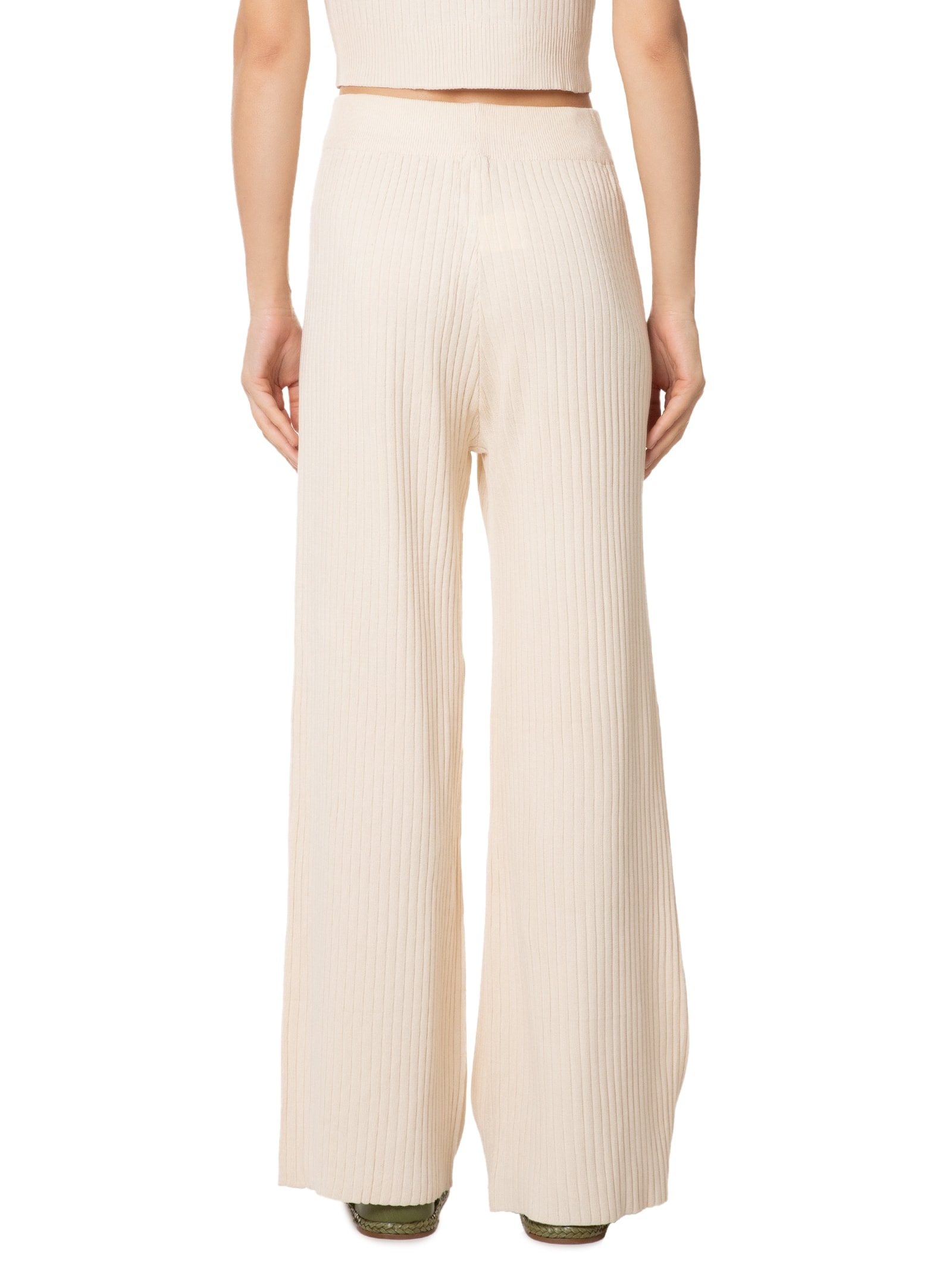 Calça Feminina Tricot Canelada Bege Basiq