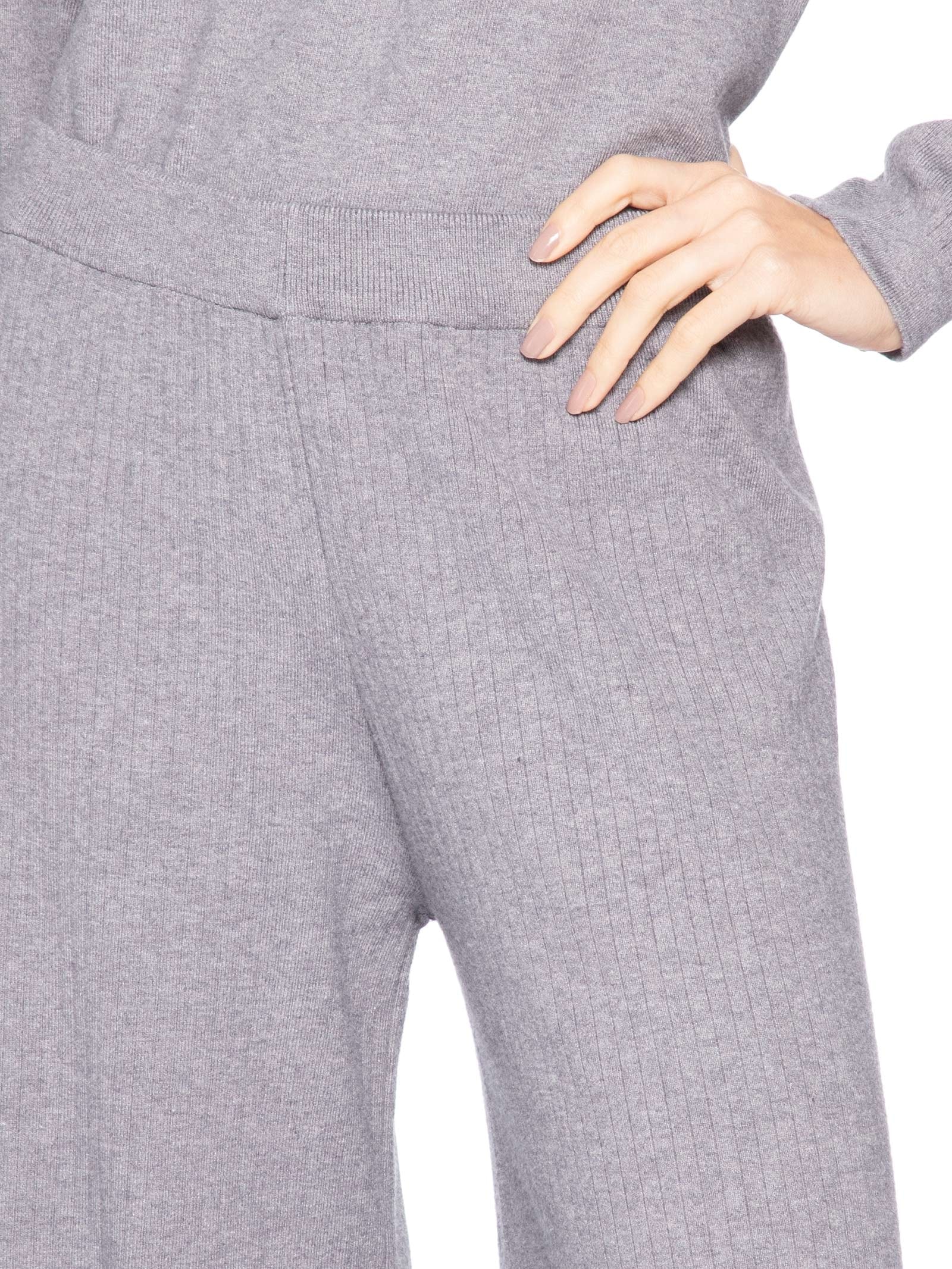 Calça Feminina Tricot Canelada Cinza Basiq