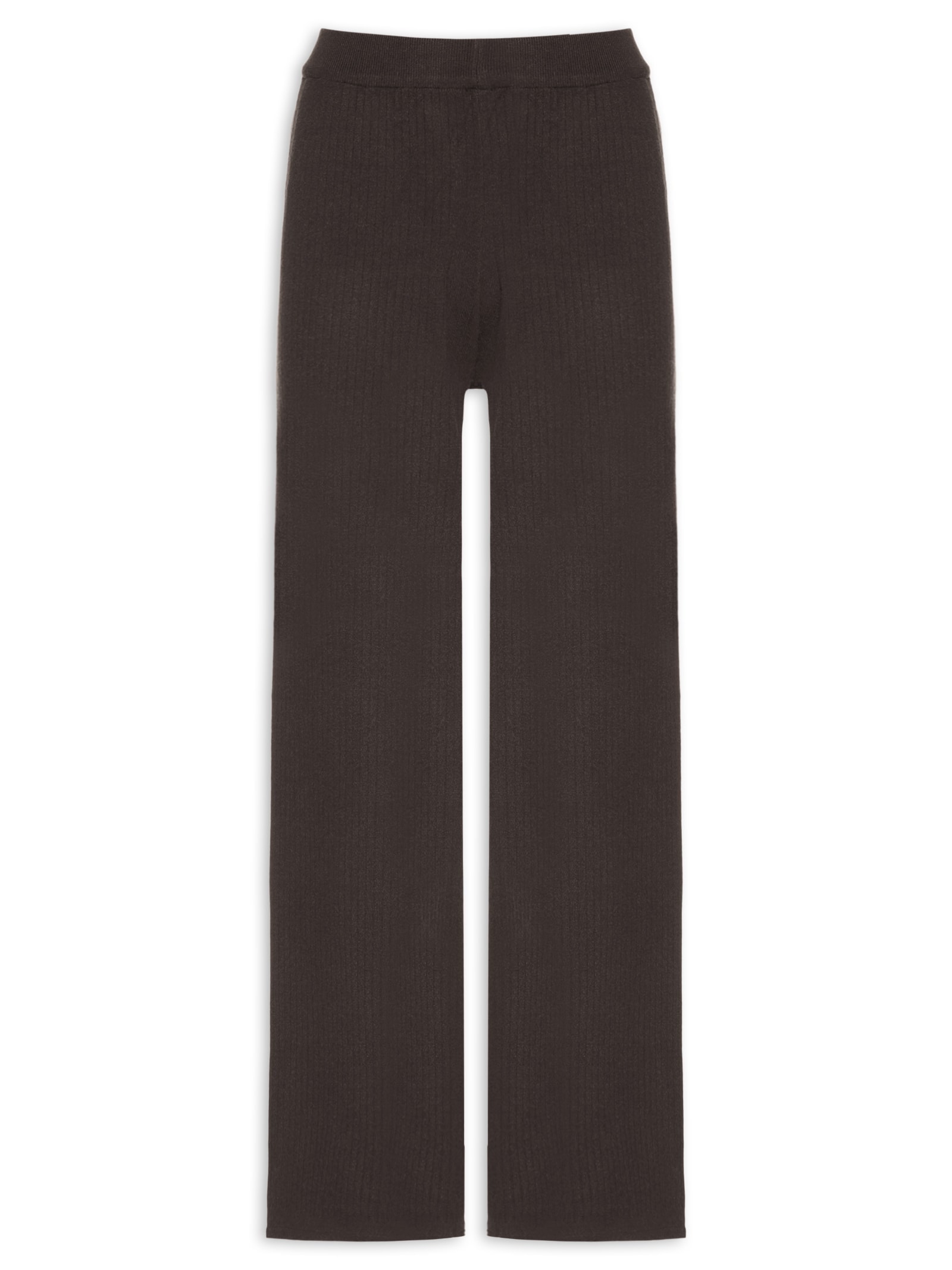 Calça Feminina Tricot Canelada Marrom Basiq