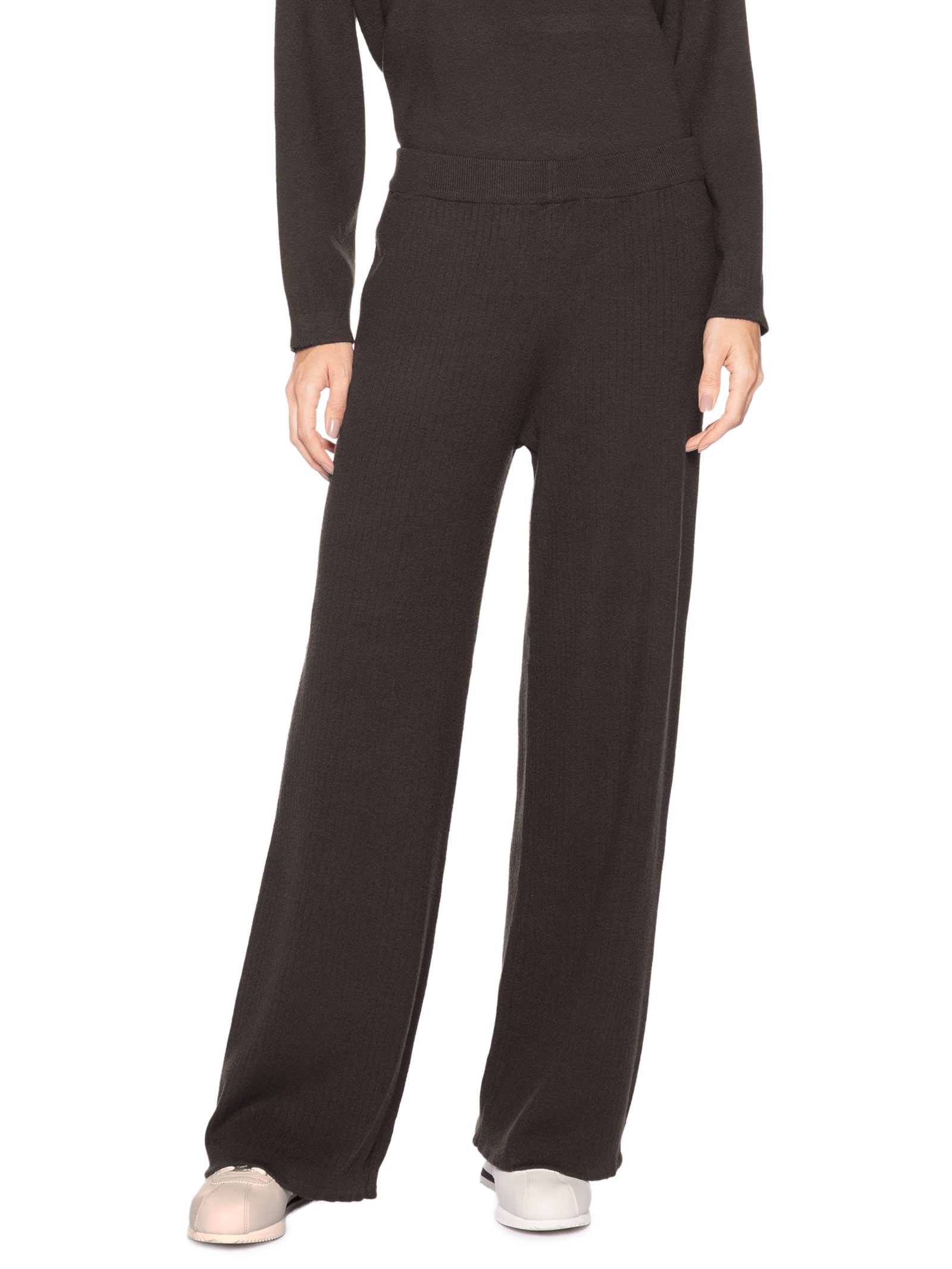 Calça Feminina Tricot Canelada Marrom Basiq