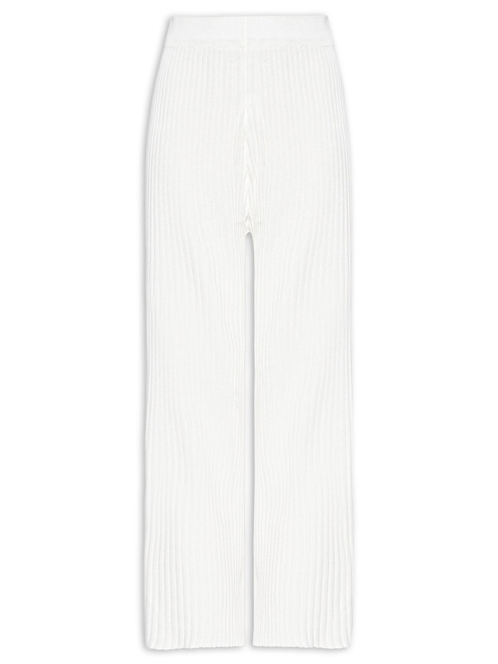 Calça Feminina Tricot Canelada Off White Basiq