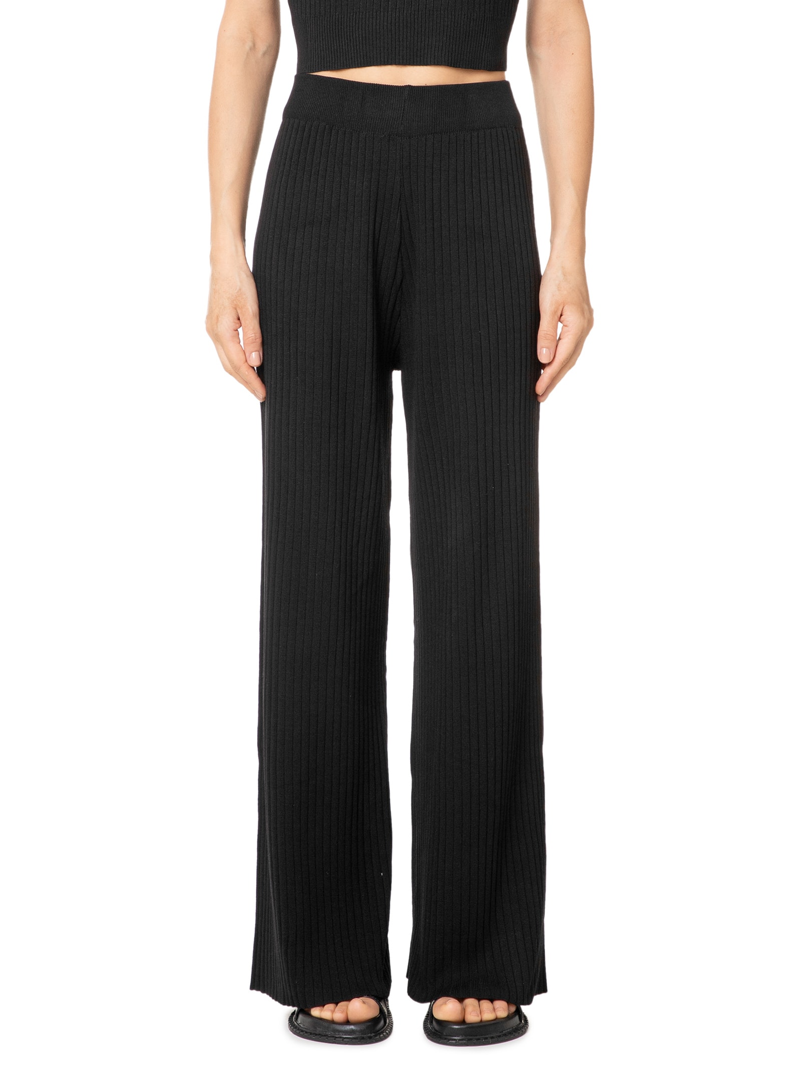 Calça Feminina Tricot Canelada Preto Basiq