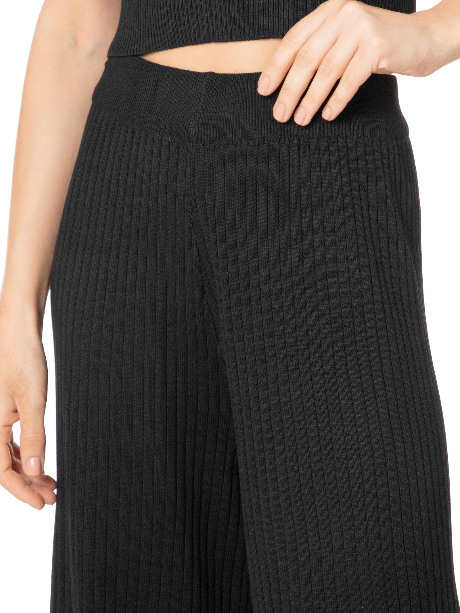 Calça Feminina Tricot Canelada Preto Basiq